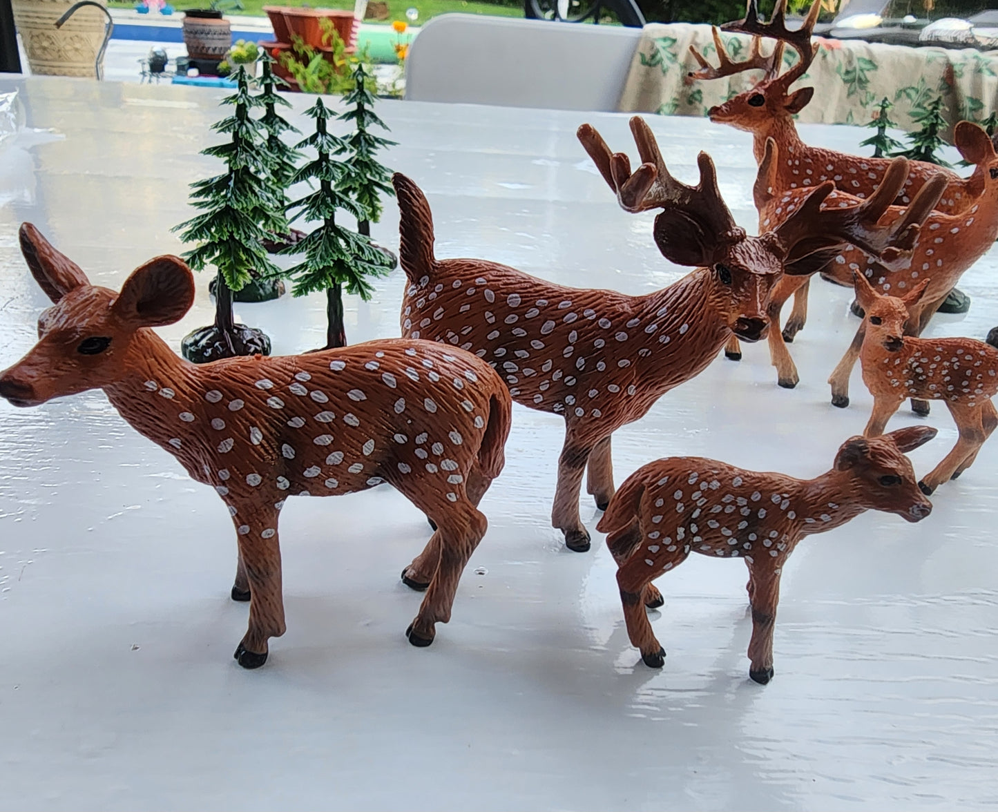 Woodland Deer Cake Topper, Early Educational Waterproof White-Deer Figurine,