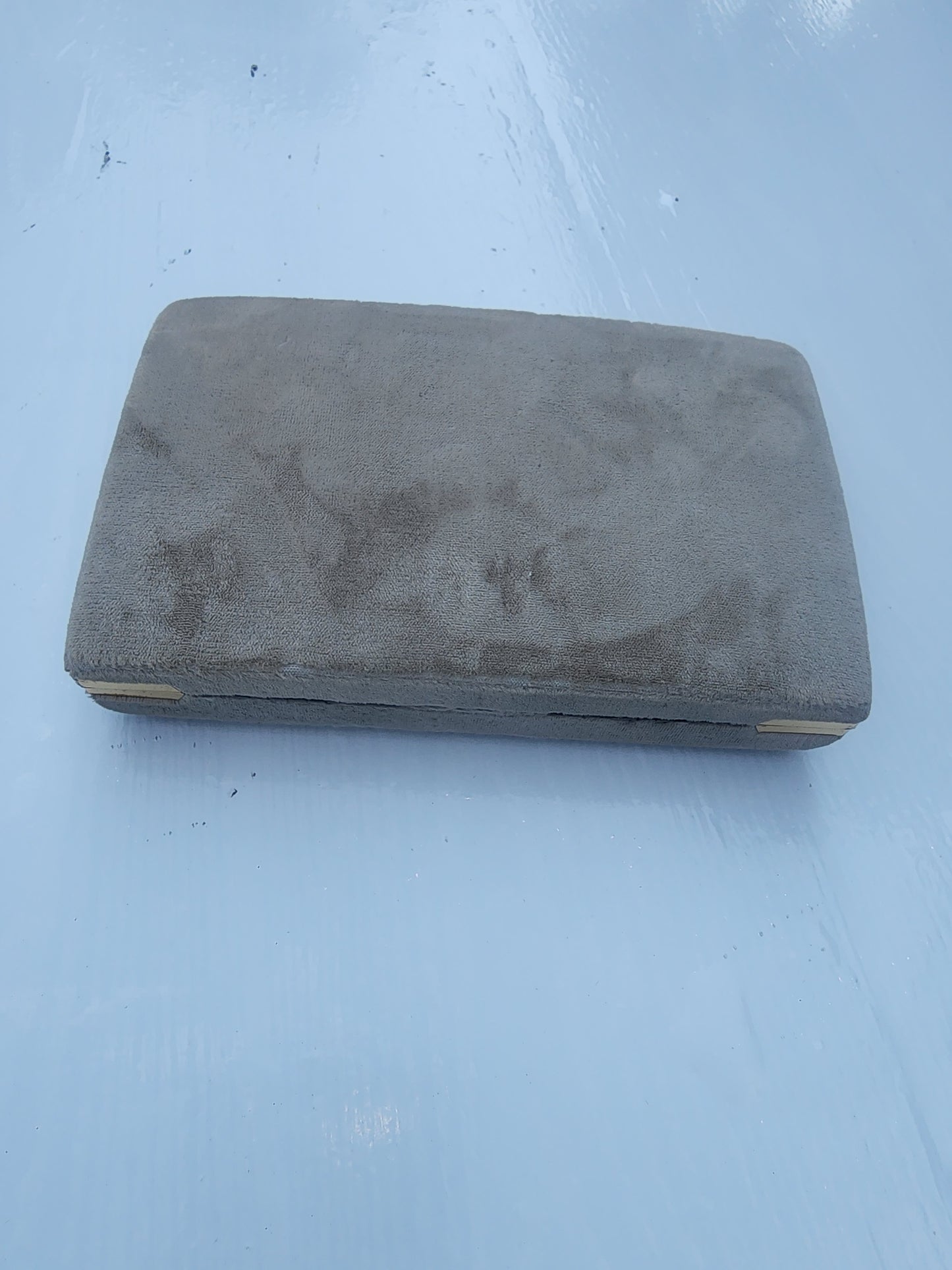 Vintage Mele Style Gray Velvet Jewelry Box - Rings, Earrings, Necklace Storage