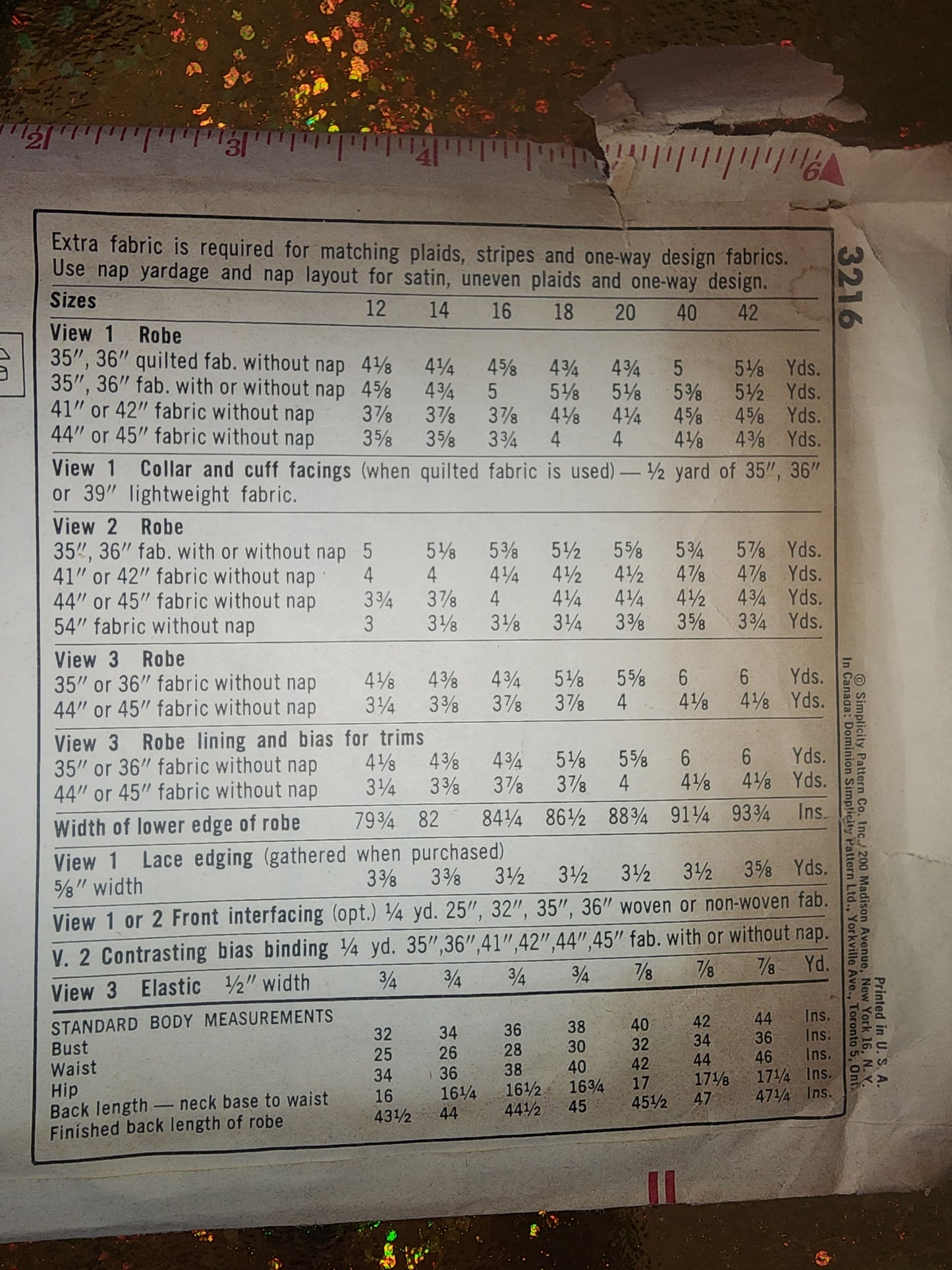 SIMPLICITY PATTERN 3216 BUST 36 SZ 16 50C SLENDERETTE MISSES WOMENS ROBE 1970s