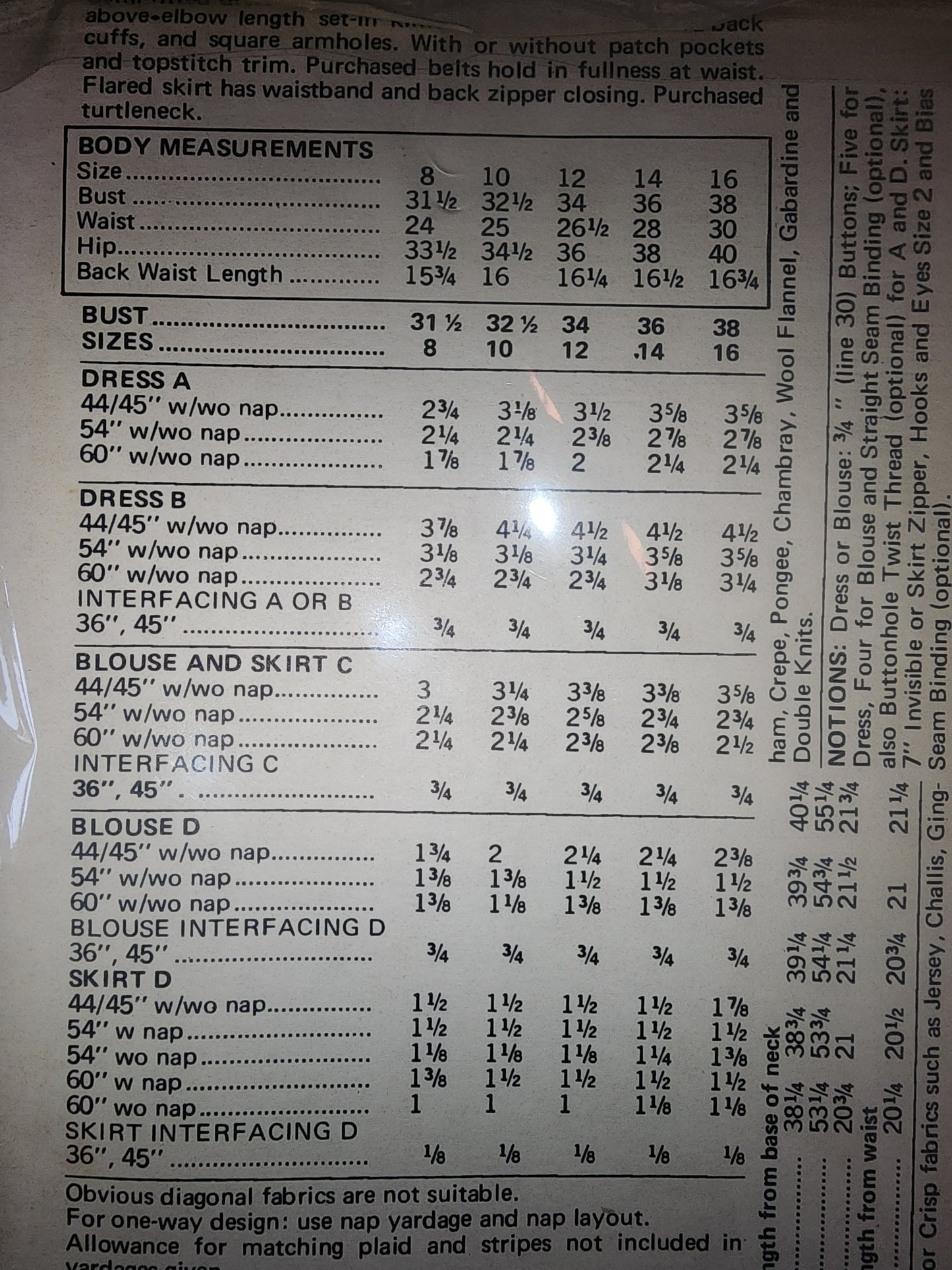 Vintage Butterick 3201 uncut Pattern size 16 bust 38