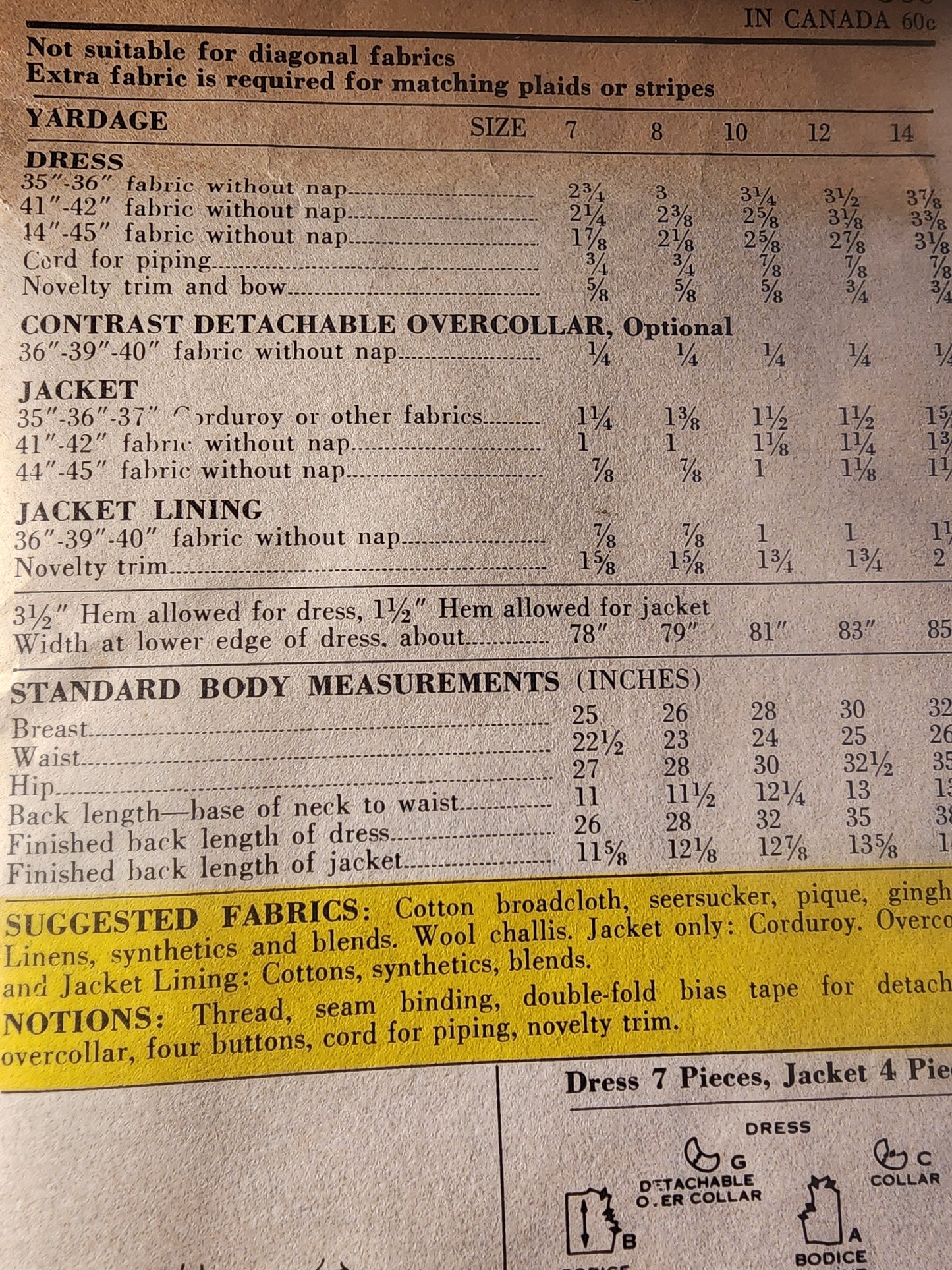 Advance Pattern 3131; ca. 1963; Girls' Dress and Jacket size 7