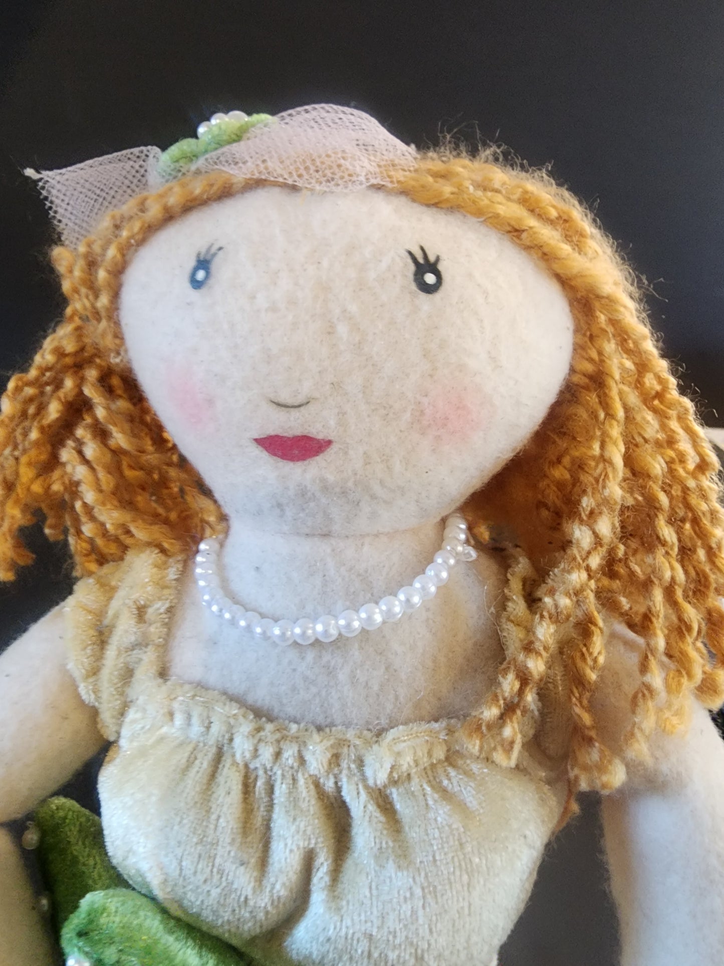 21” Beautiful Fairytale Mermaid Plush Doll Shelf Sitter faux Pearl Accents