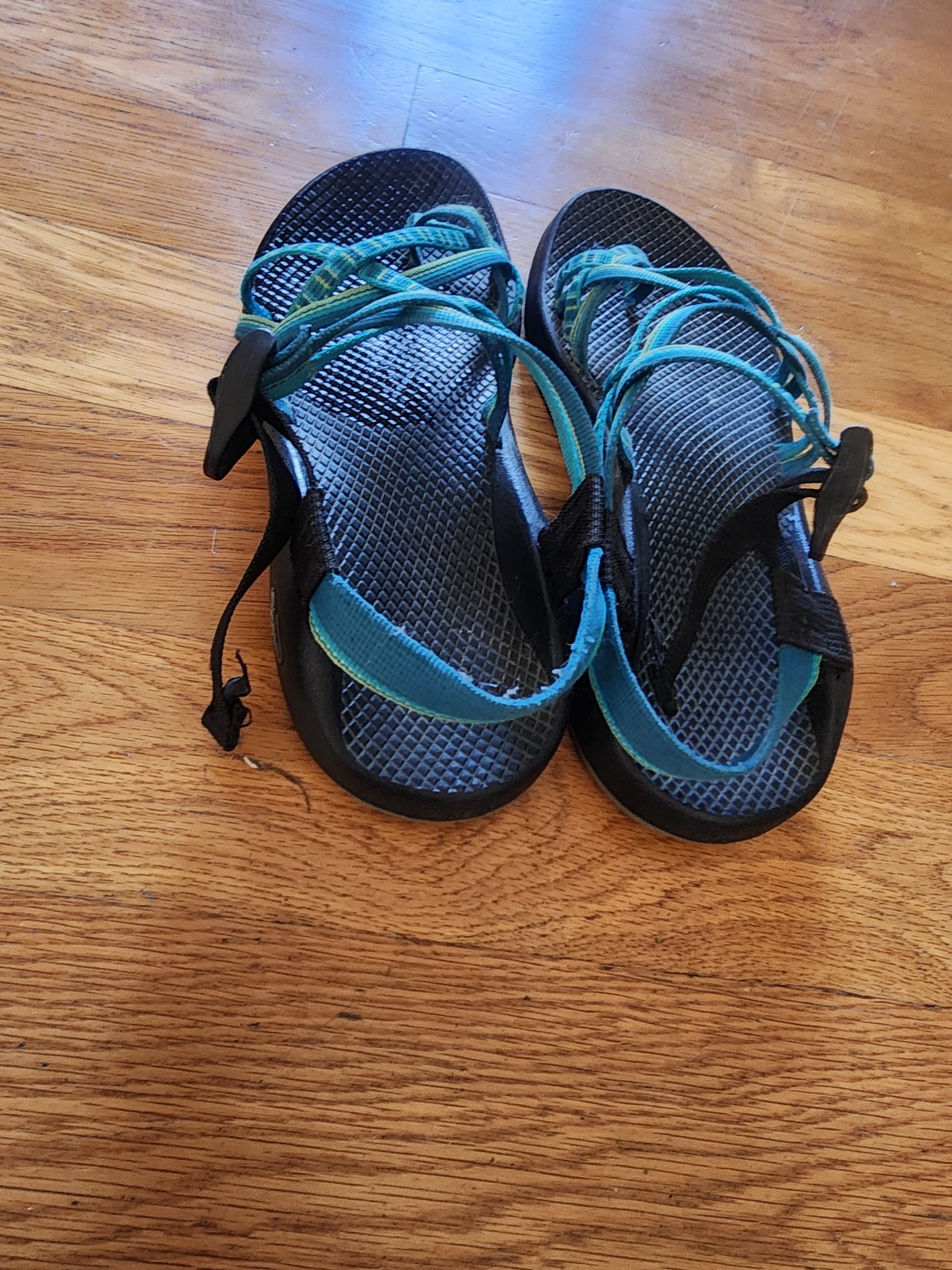 Women's Chaco ZX/2 Yampa River sandals in blue and green, size 10