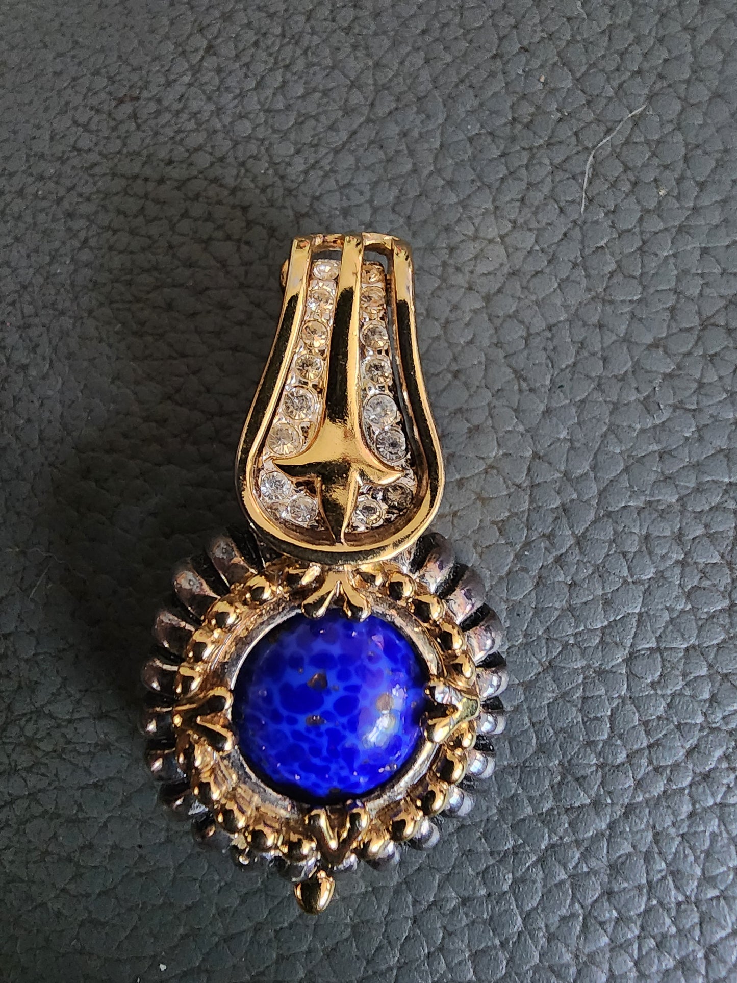 Vintage Premier Designs Gold-Tone Pendant with Vibrant Blue Stone & Clear Accent