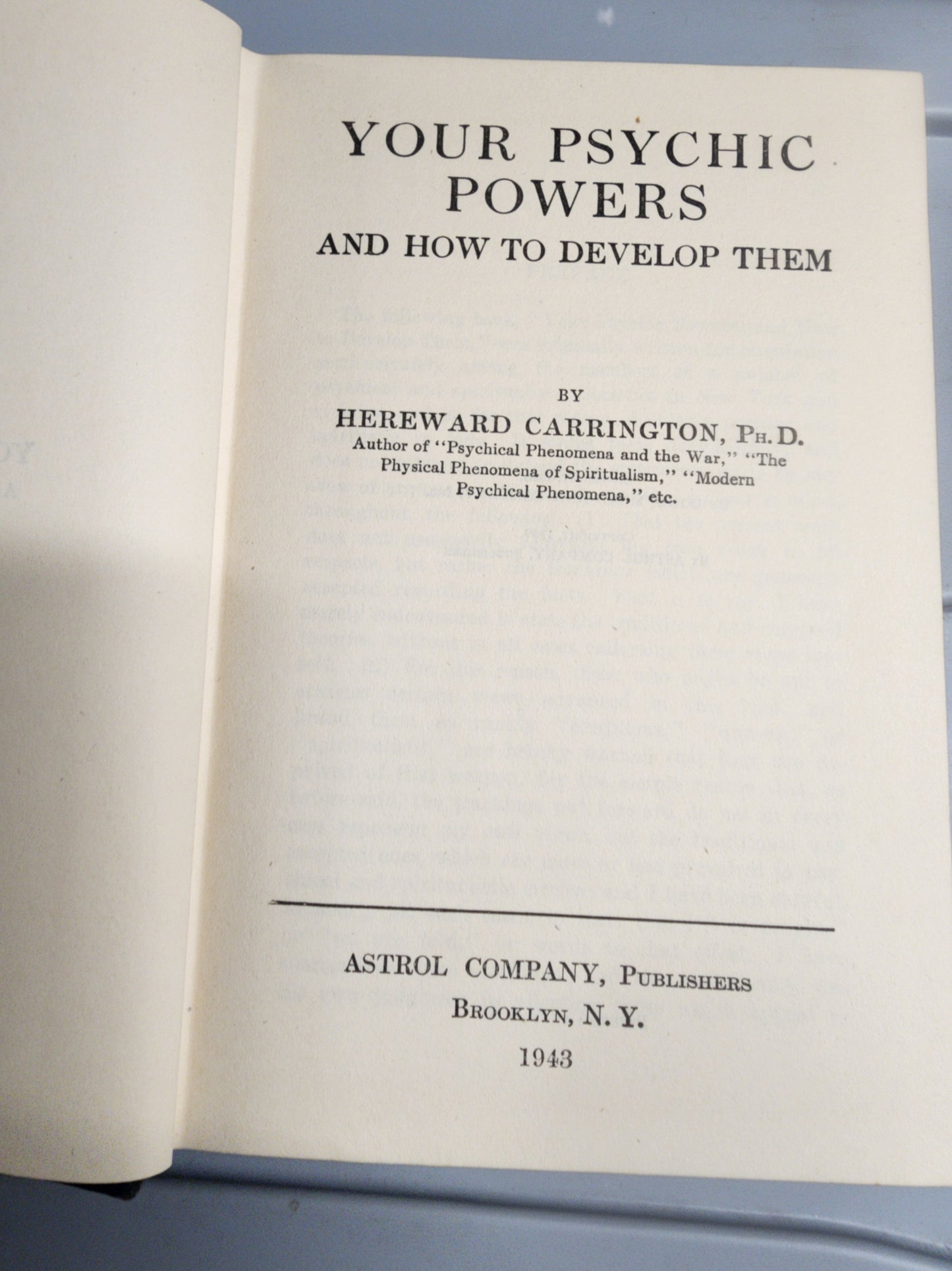 Your Psychic Powers and How to Develop Them Antique Book 1943.