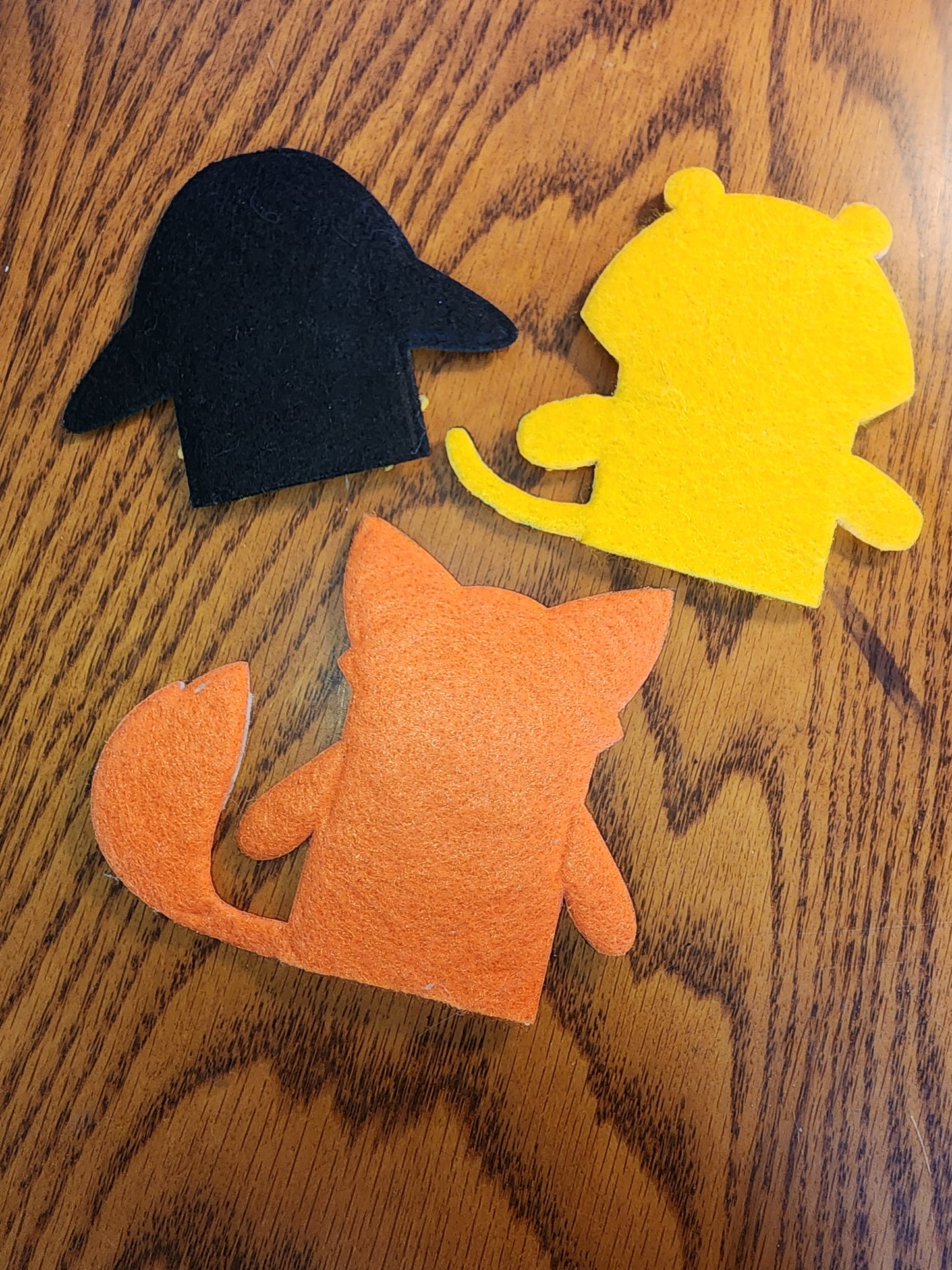 Handmade Felt Finger Puppet Trio Fox, Tiger & Penguin for Kids' Imaginative play