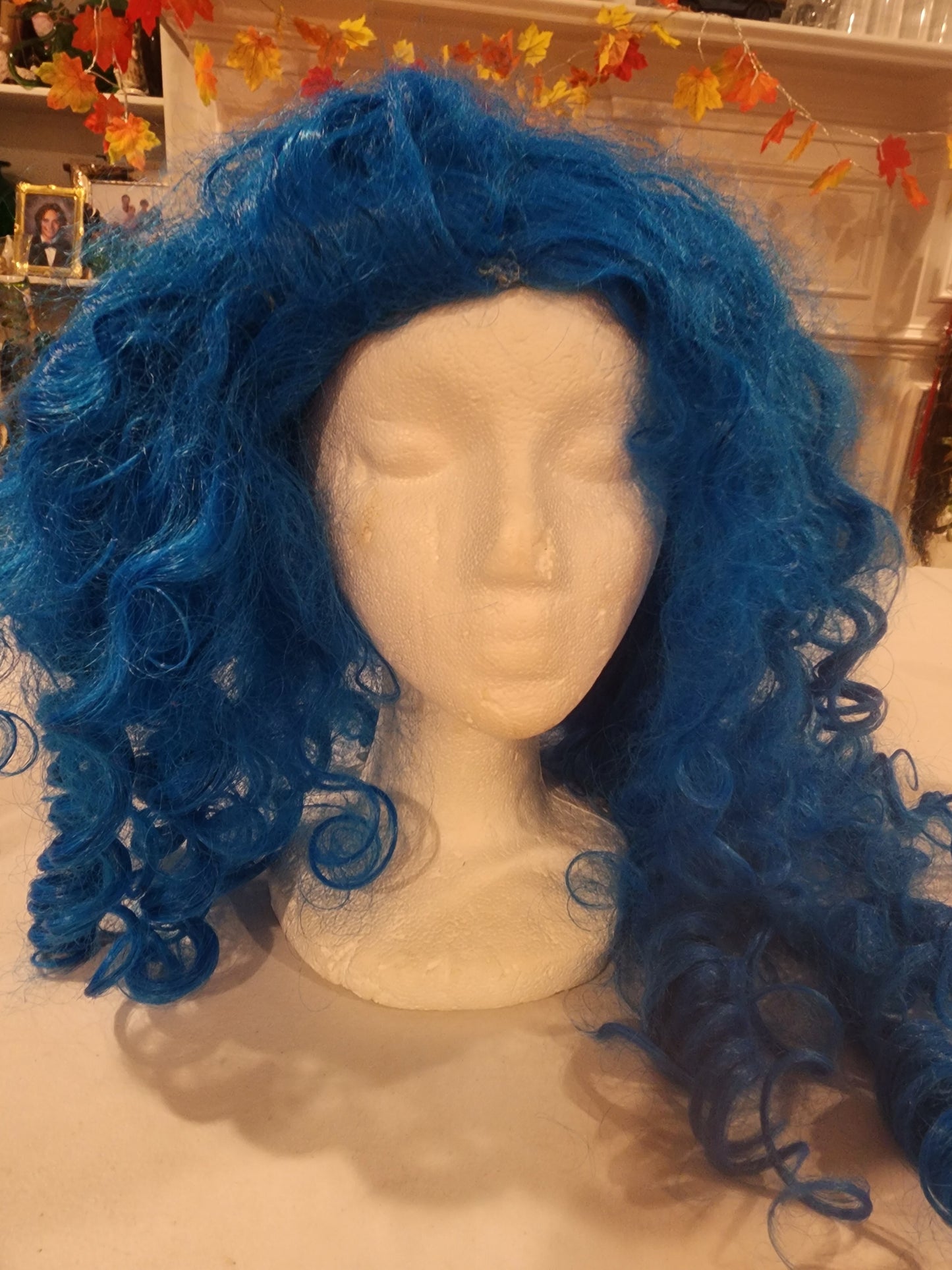 Long, Curly Bright Blue Costume Wig - Cosplay, Halloween, Dress Up