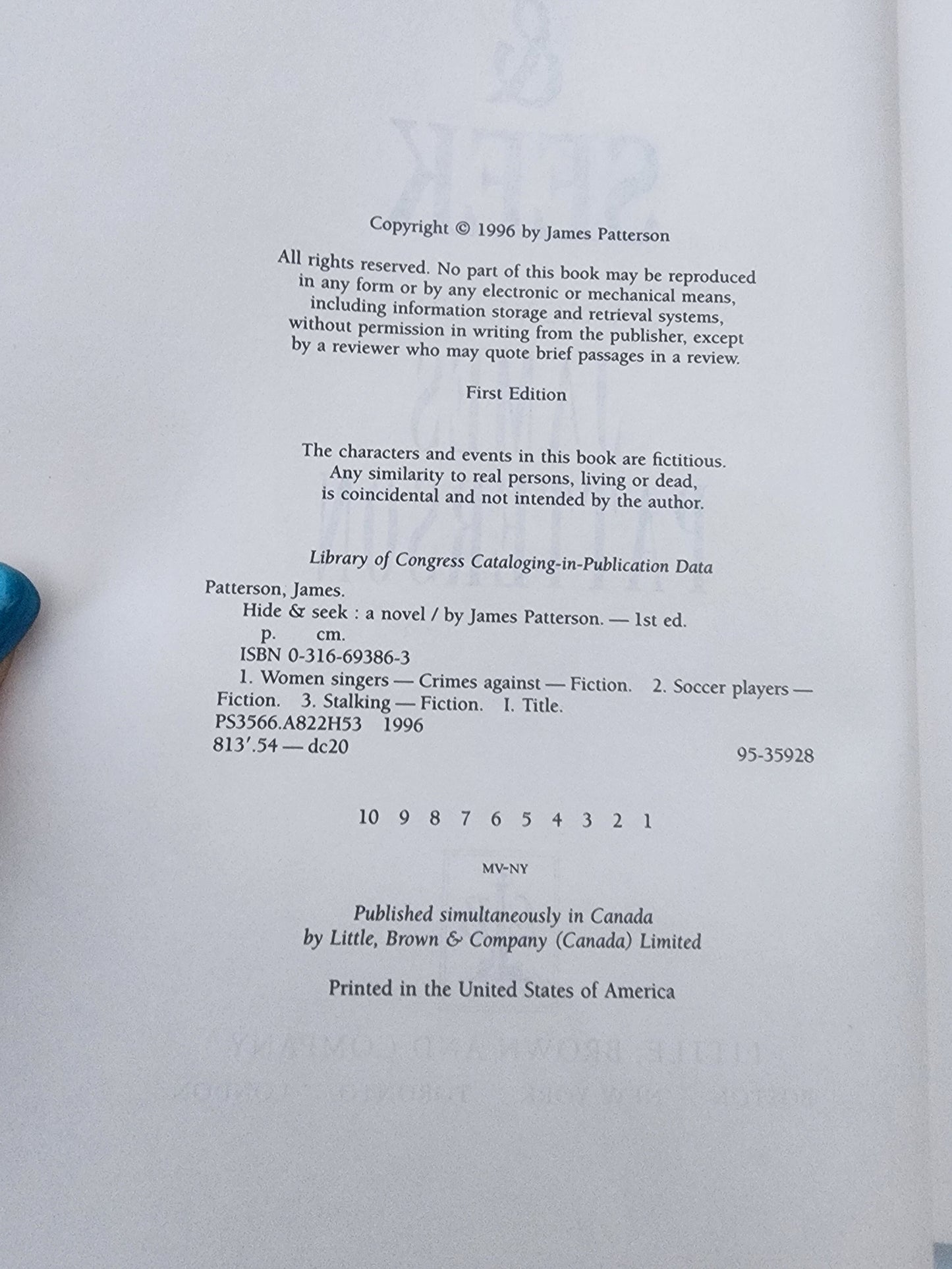 Hide and Seek by James Patterson (1996, Hardcover) Thrilling Mystery