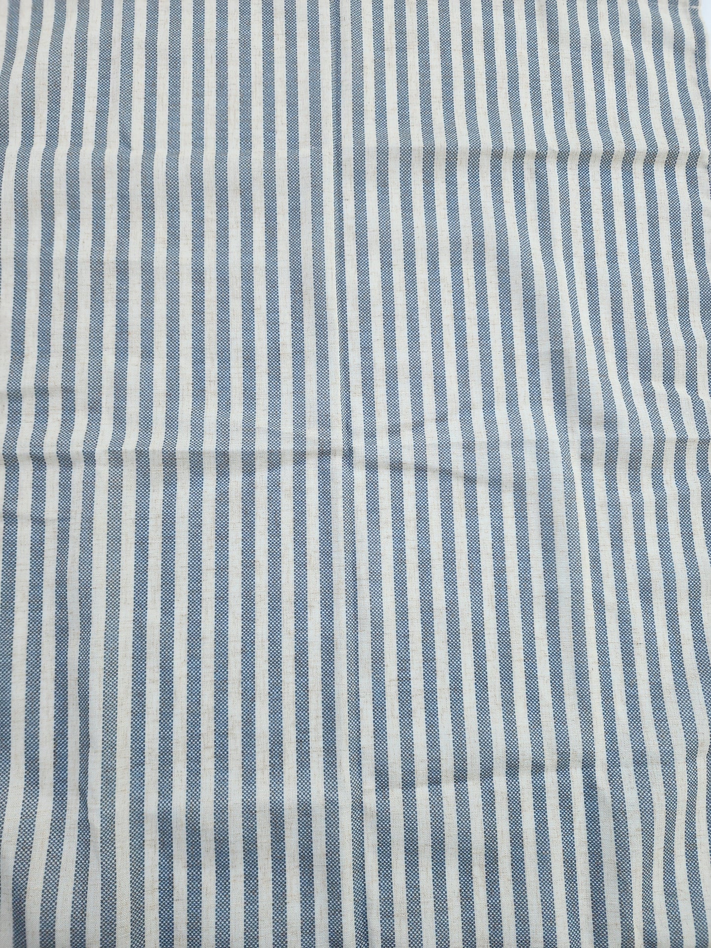 Coastal or Farmhouse Blue & cream Striped Curtains - Short Panels (Set of 2)