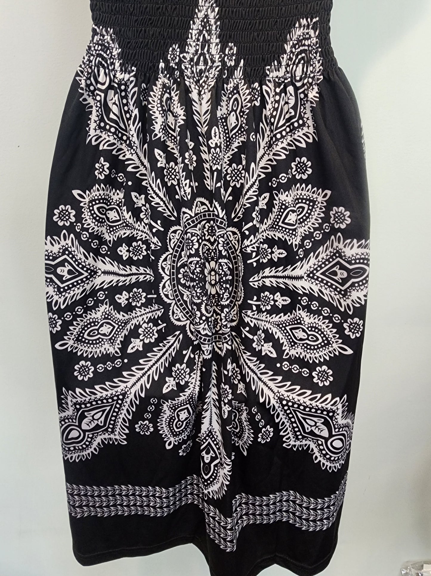 Strapless Dresses for Women Floral Print Bohemian Beach Sun Dress Cover-up Dress Large