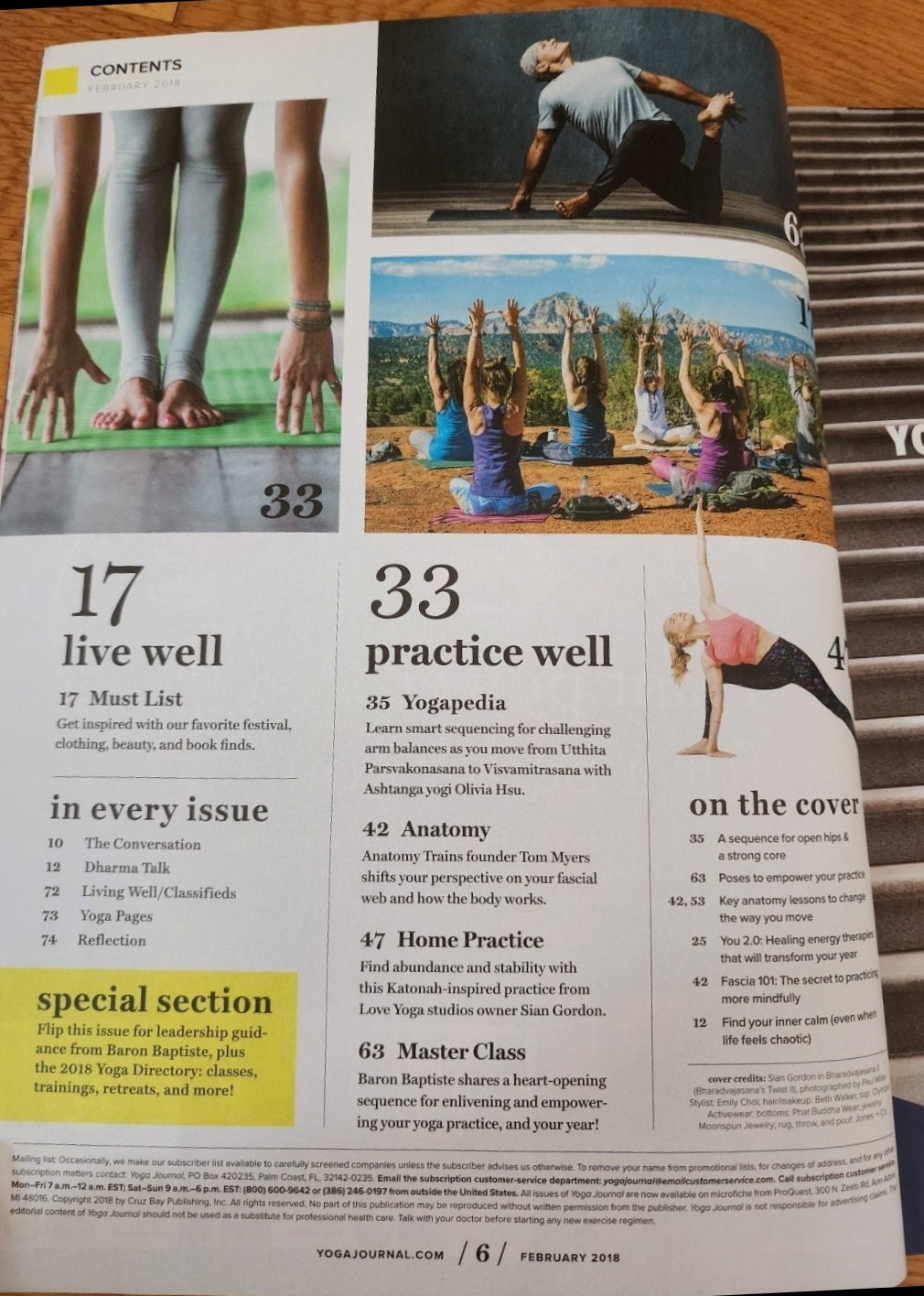 Yoga Journal February 2018 èxercise magazine Healing Energy Therapies Facia 101