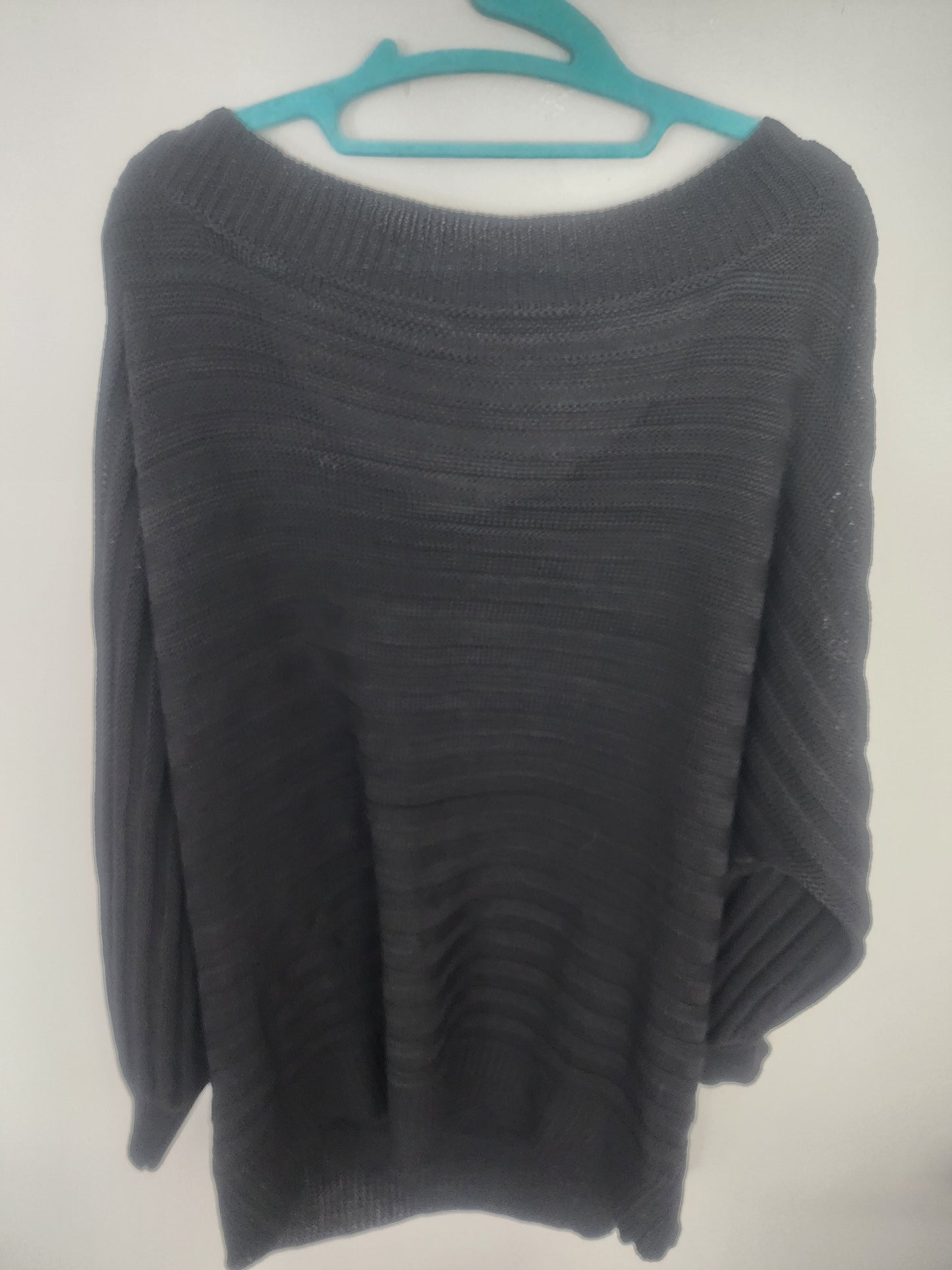 Women's Black Oversize 2XL Dolman Sleeve Sweater - Batwing Pullover Knit Top