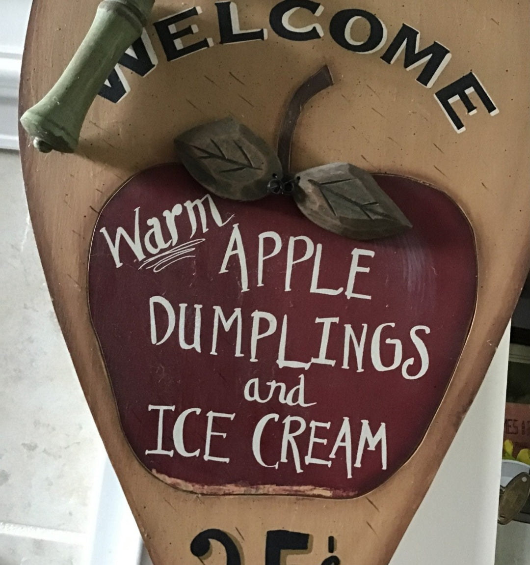 Warm apples Dumplings & Ice cream Wooden Fall sign