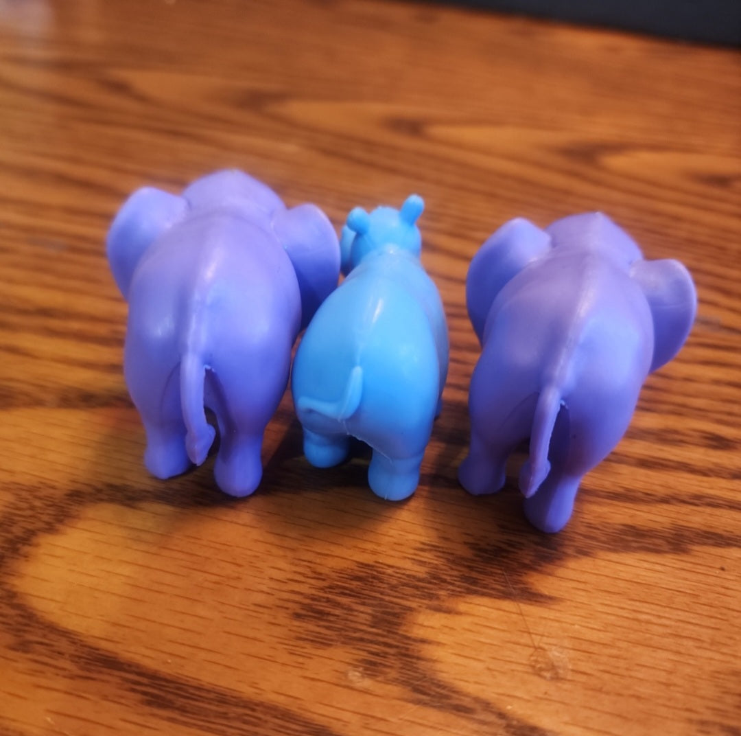 Noah's ark Blue Hippo and 2 Purple Elephants replacement figures