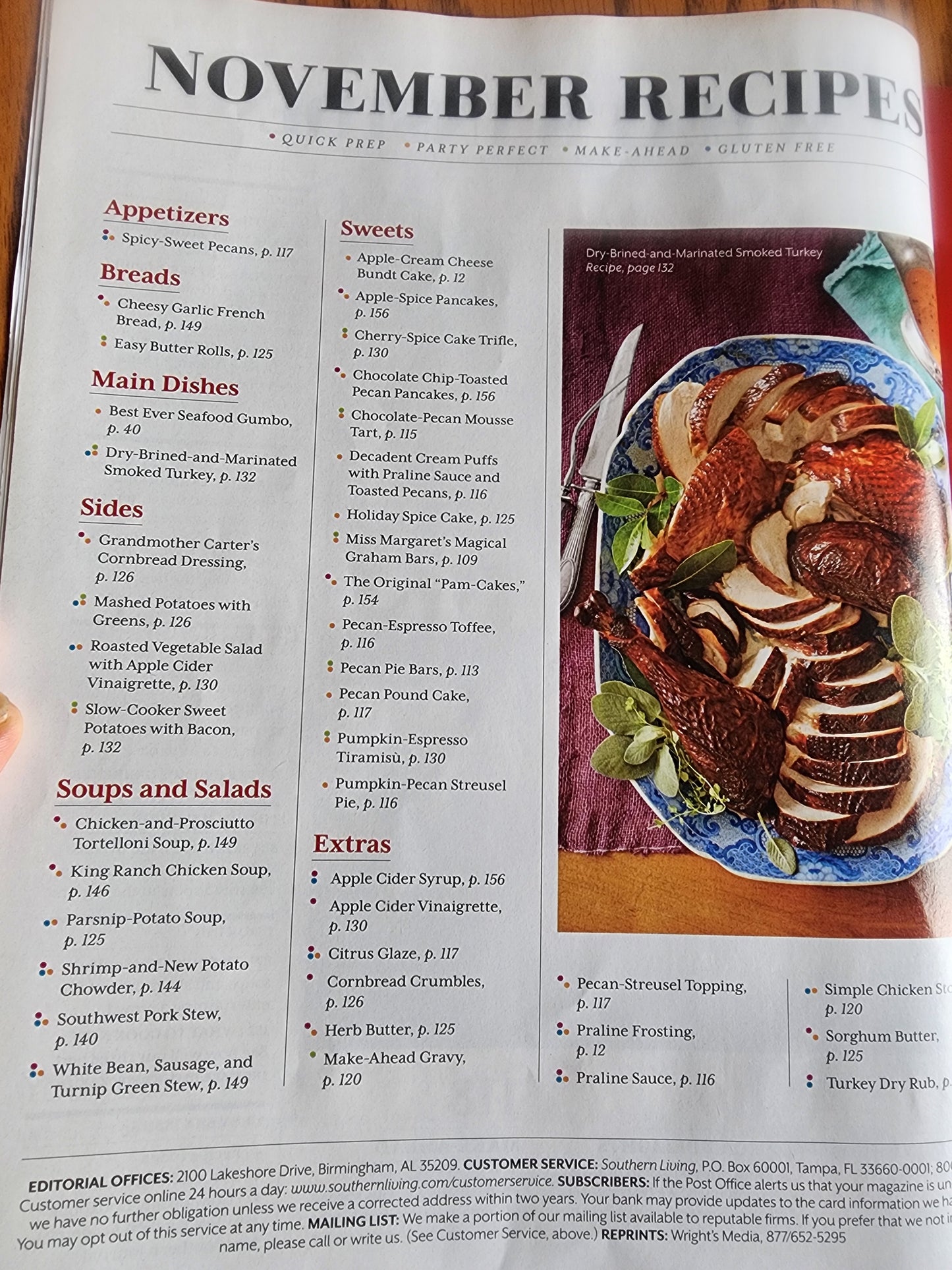 SOUTHERN LIVING NOV. 2015 Best Fall Soups & Stews Pecan Desserts Thanksgiving Feast