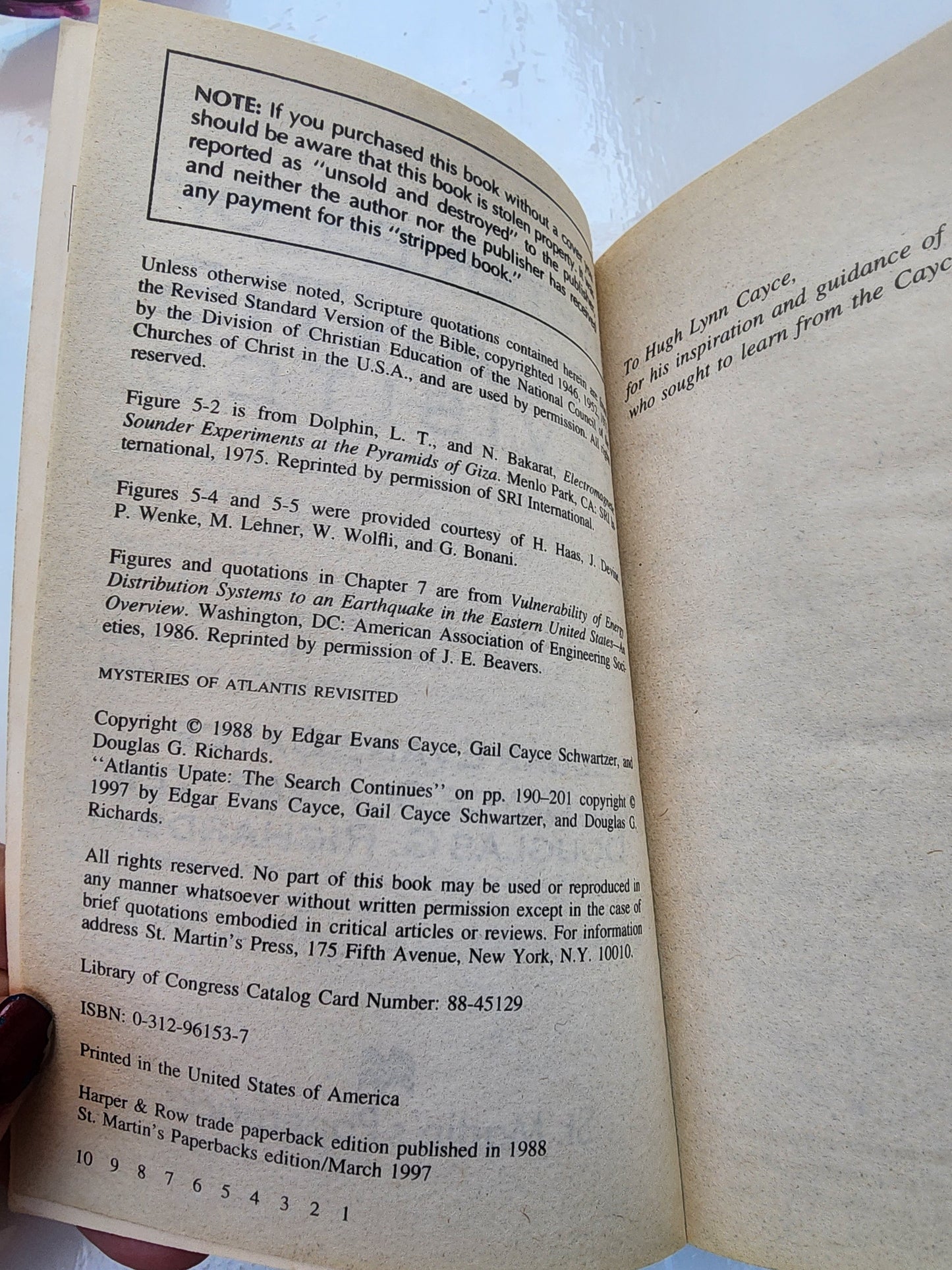 MYSTERIES OF ATLANTIS REVISITED: THE CENTURY'S GREATEST By Edgar E. Cayce PB VG