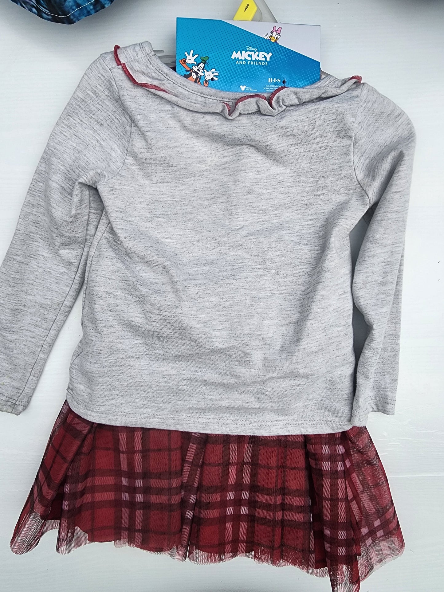Mickey Mouse Girls Long Sleeve Top, Tutu Skirt, and Scrunchie 3T