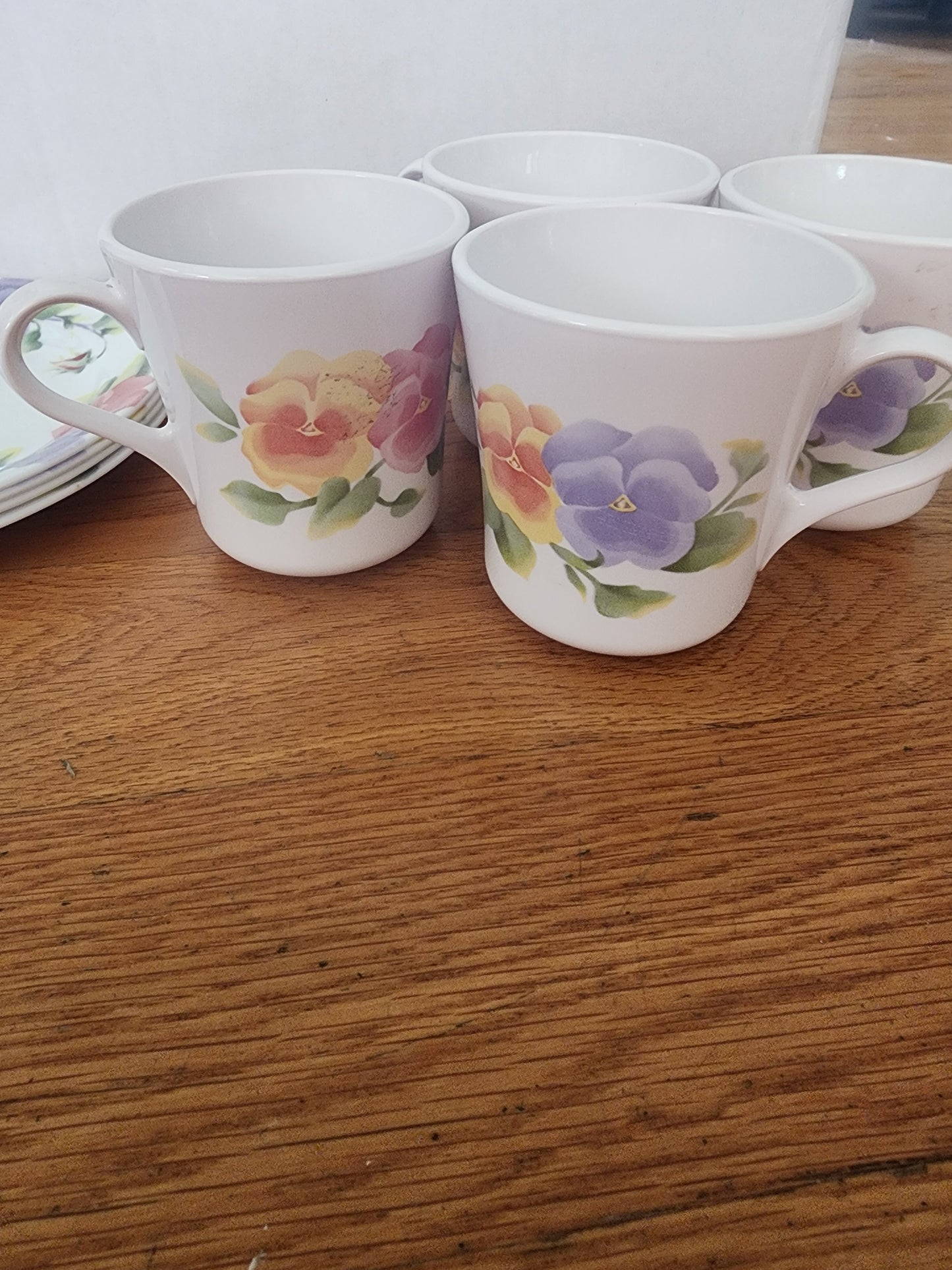 Corelle Summer Blush dinnerware collection, known for distinctive pansy 24 PC set