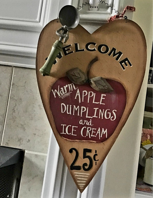 Warm apples Dumplings & Ice cream Wooden Fall sign