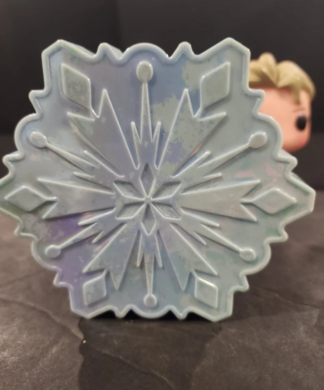 Funko pop Elsa & Anna & Snowflake plastic trinket box. Approx. 4" tall