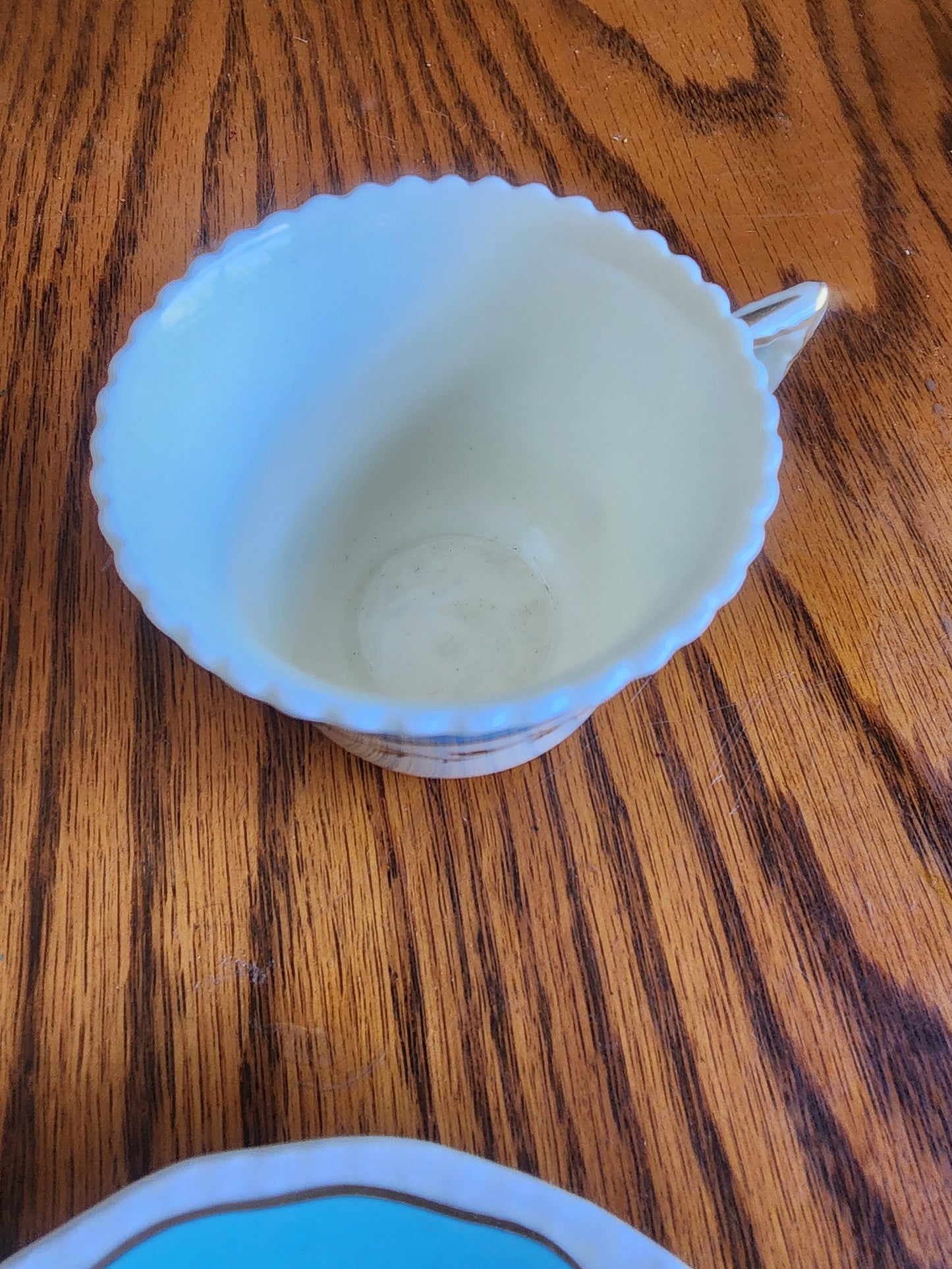 Vintage 1950 Royal Doulton Demitasse Cup & Saucer - Pattern V2005 - Turquoise &