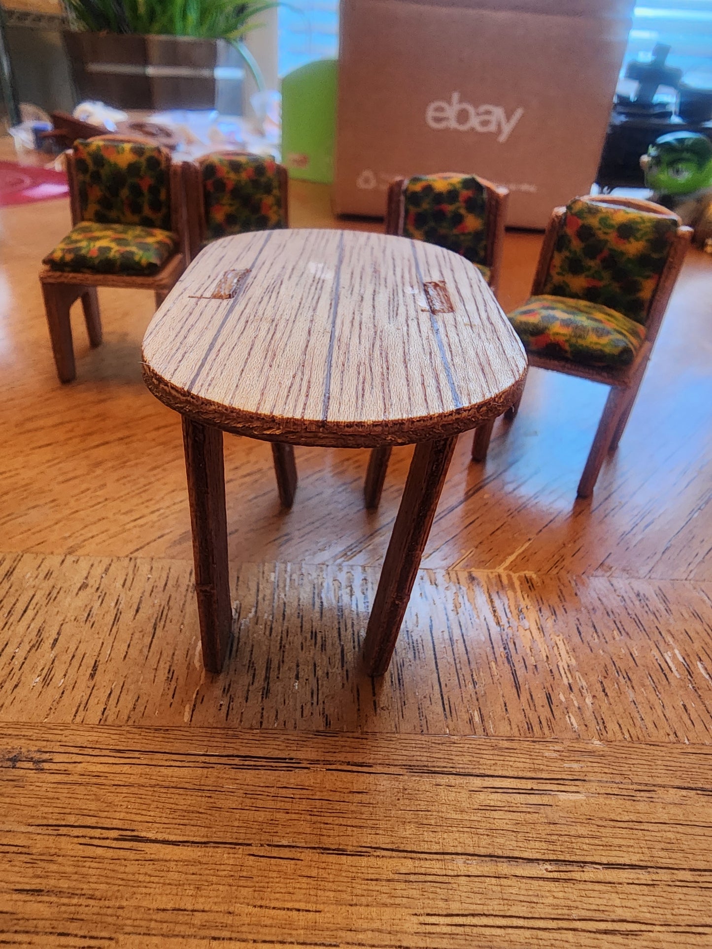 Vintage Doll House minature Dining Table and 4 chairs