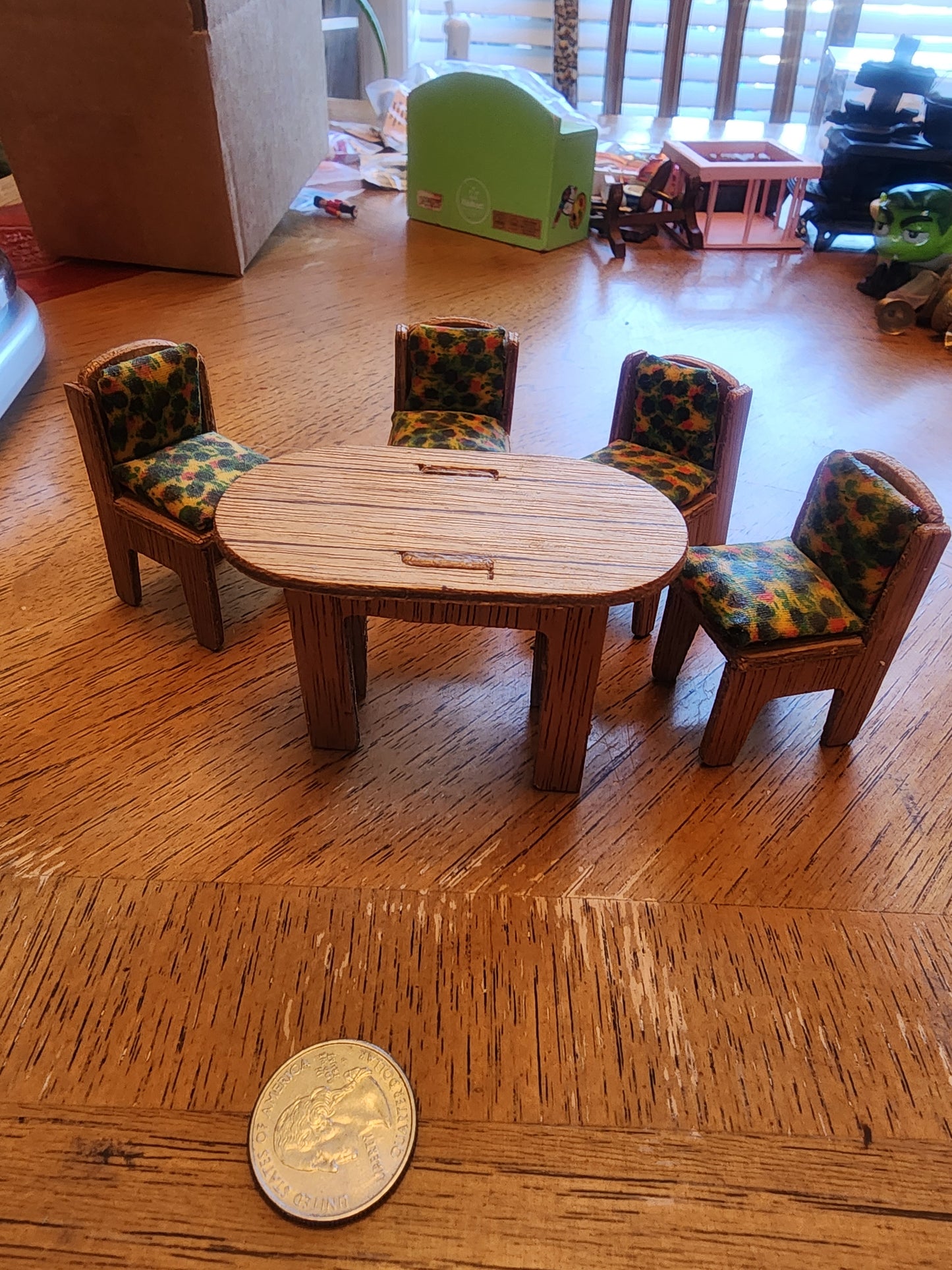 Vintage Doll House minature Dining Table and 4 chairs