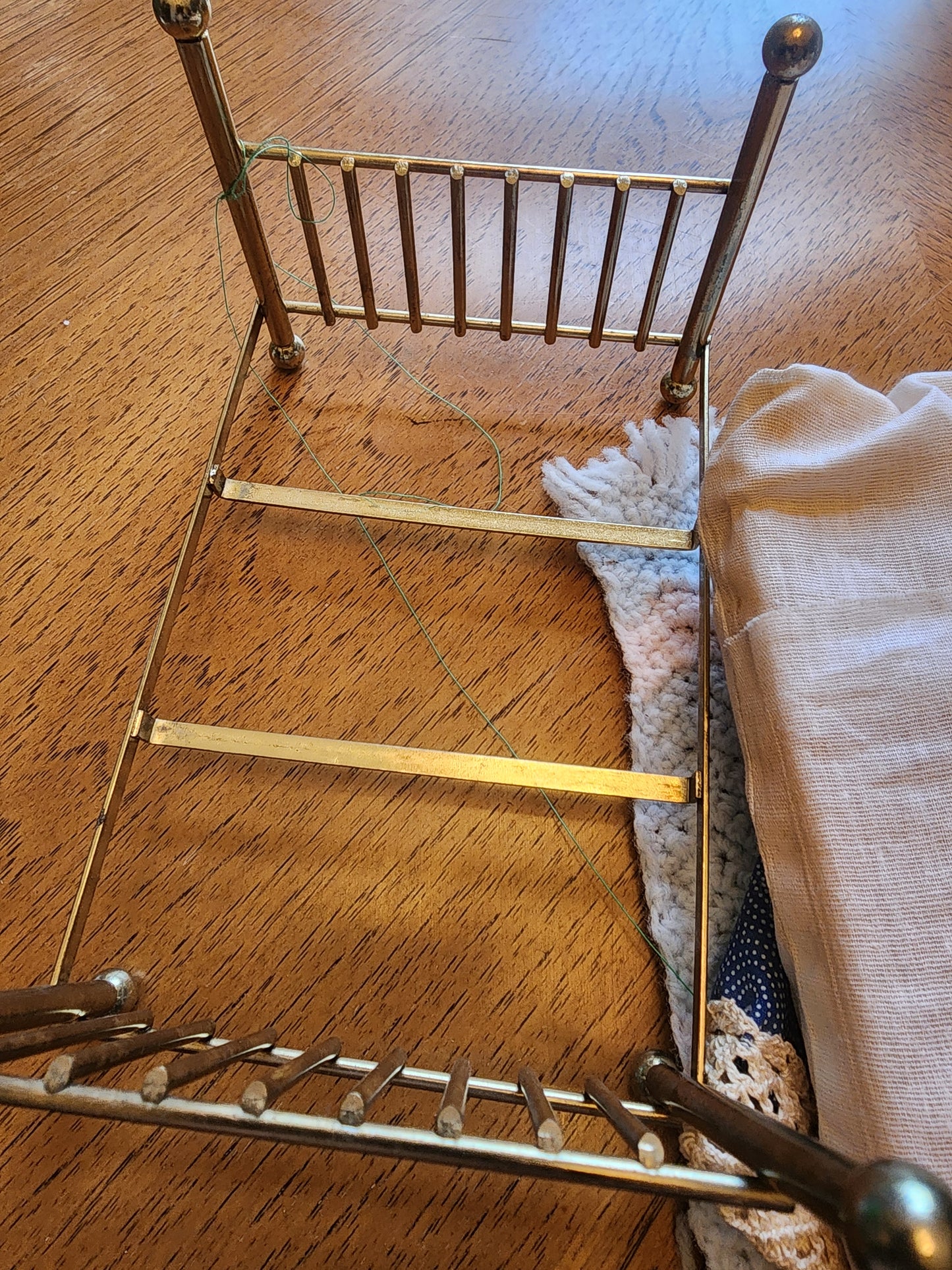 Brass Bed for Dollhouse includes, mattress,  pillows and blankets.