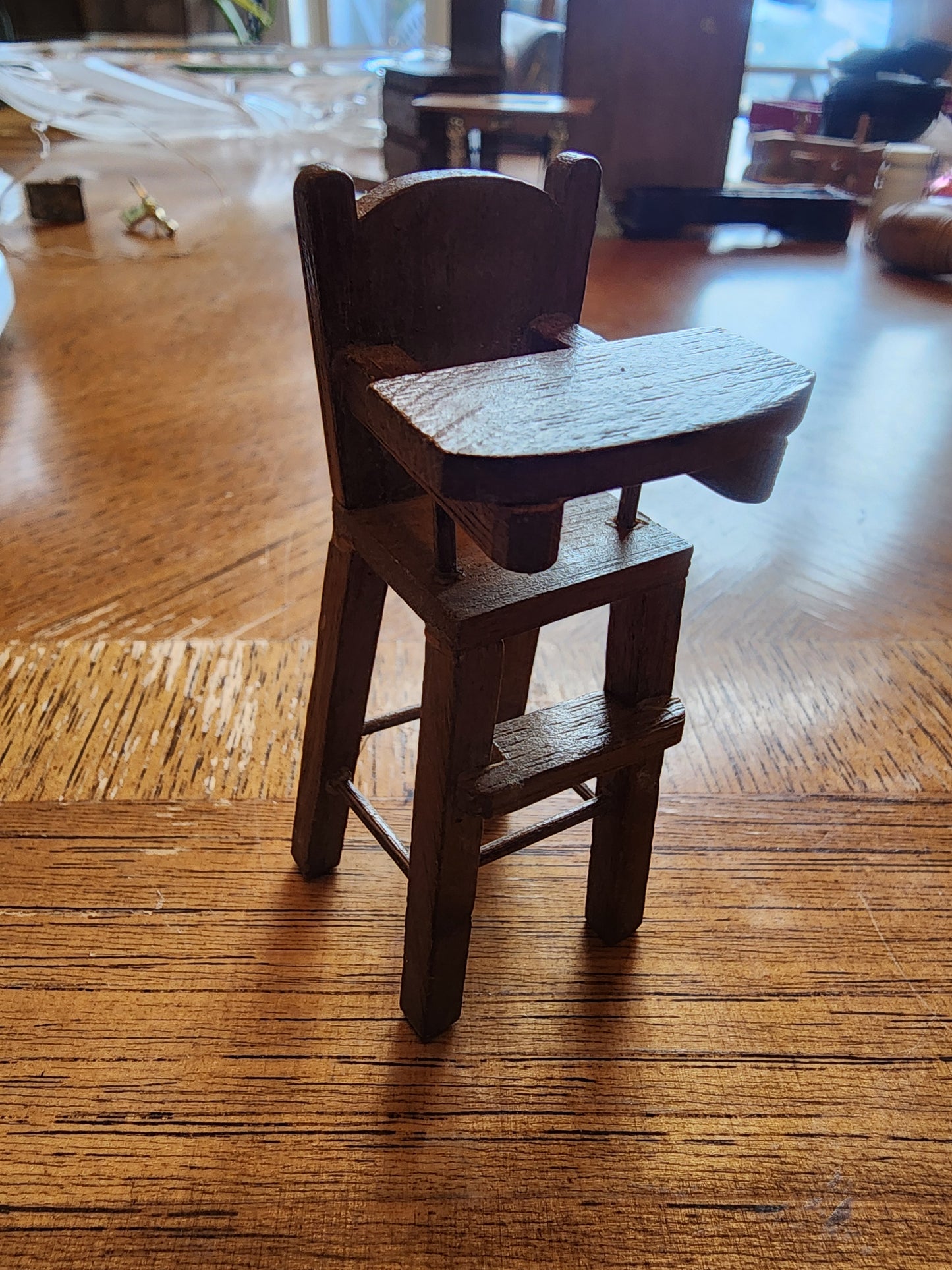 Vintage Miniature Wooden Highchair for dollhouse