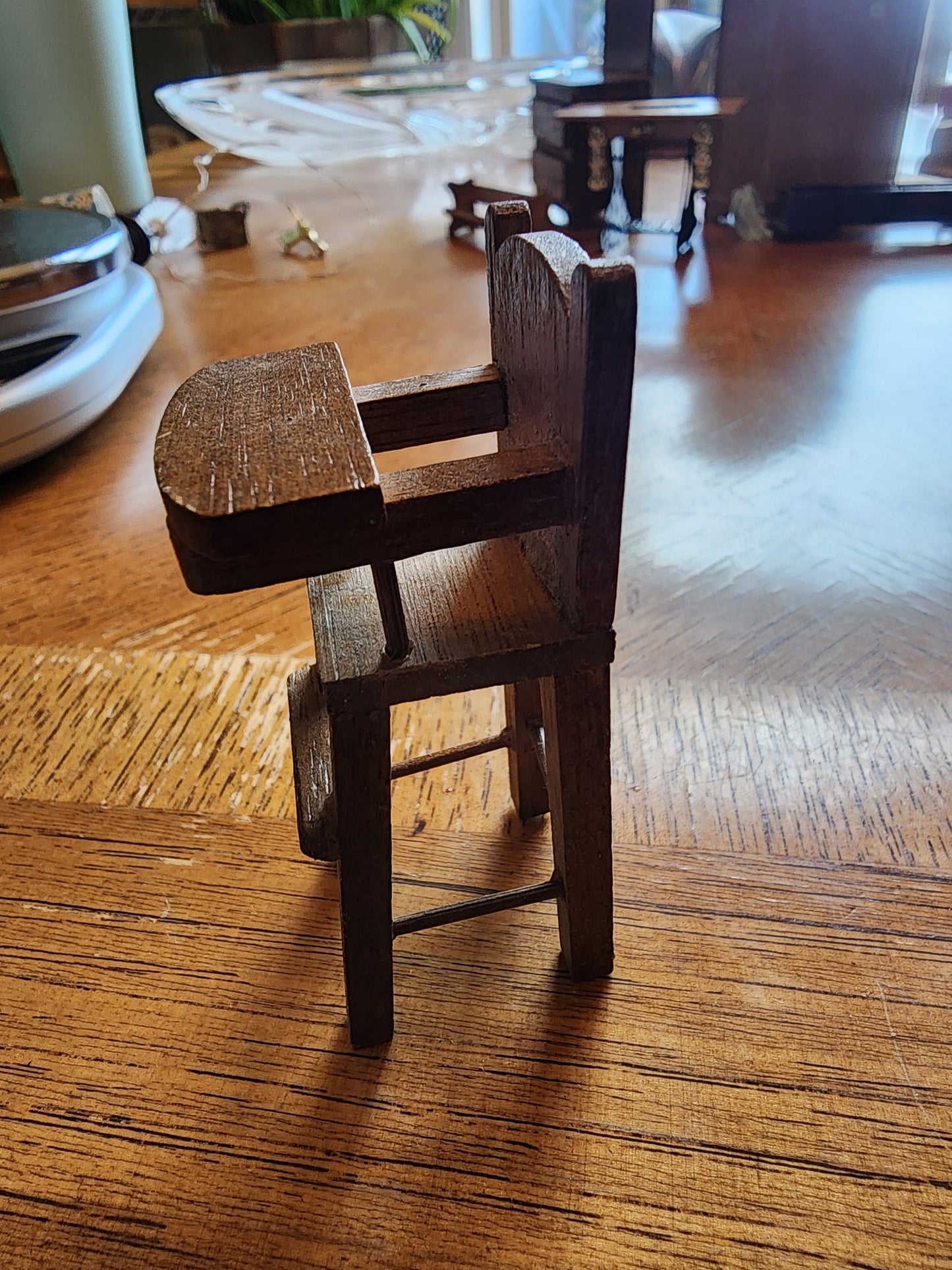 Vintage Miniature Wooden Highchair for dollhouse