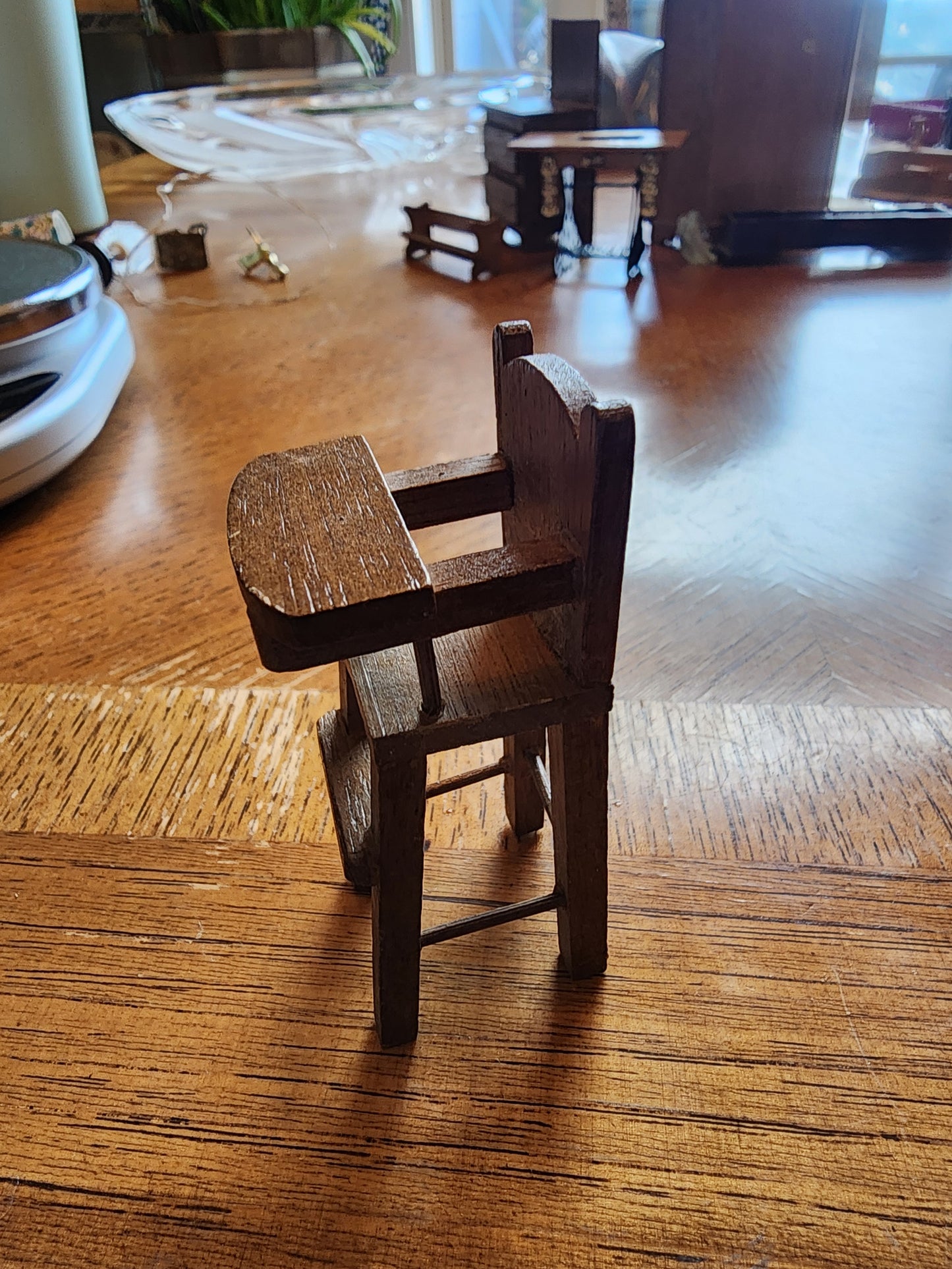 Vintage Miniature Wooden Highchair for dollhouse