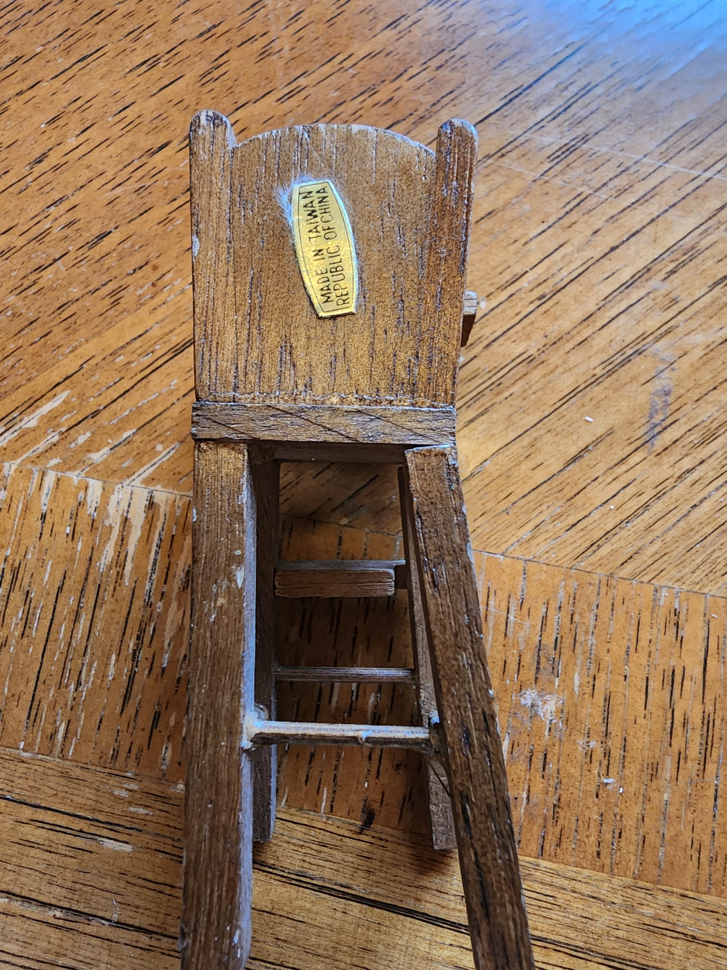 Vintage Miniature Wooden Highchair for dollhouse