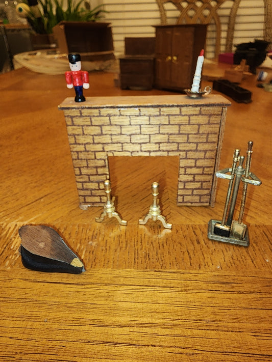 Vintage Miniature Fireplace with accessories