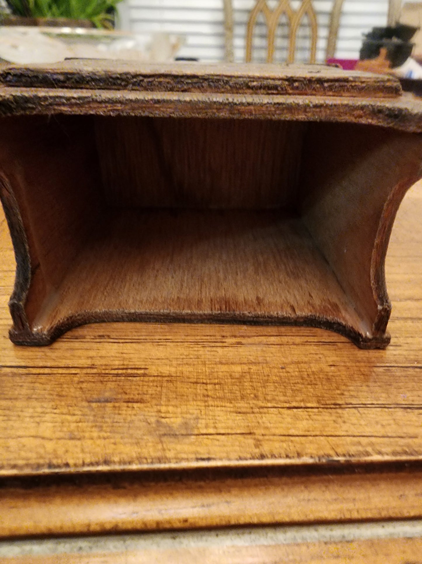 Vintage Dollhouse Wooden dresser with clock & Bible..