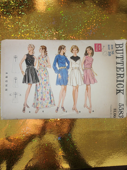 1960'S UNCUT BUTTERICK PATTERN 5583 SIZE 16 Dresses. Bust 38