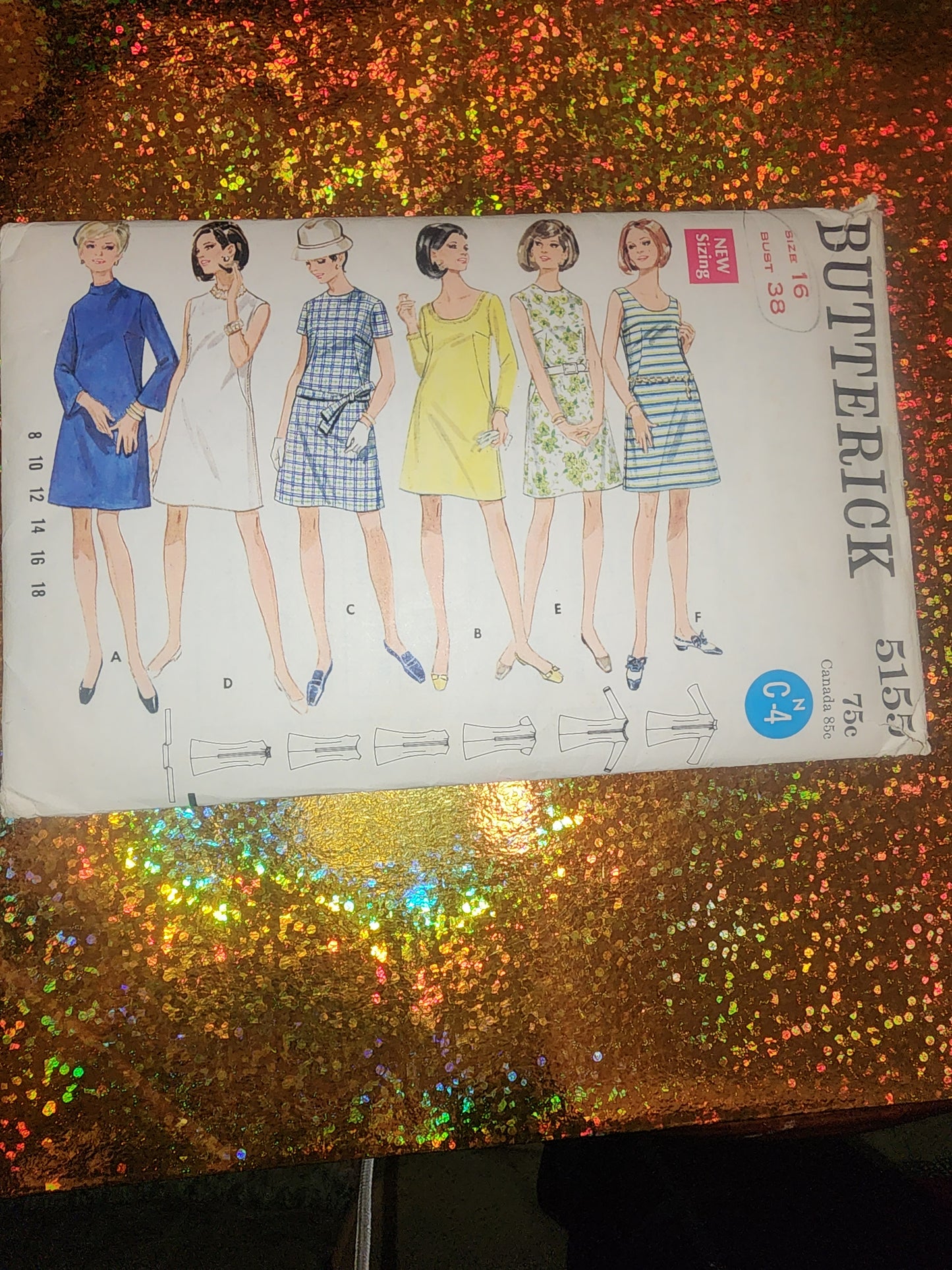 Butterick 5155 Pattern size 16 BUST 38 waist 29, cut pattern and complete.