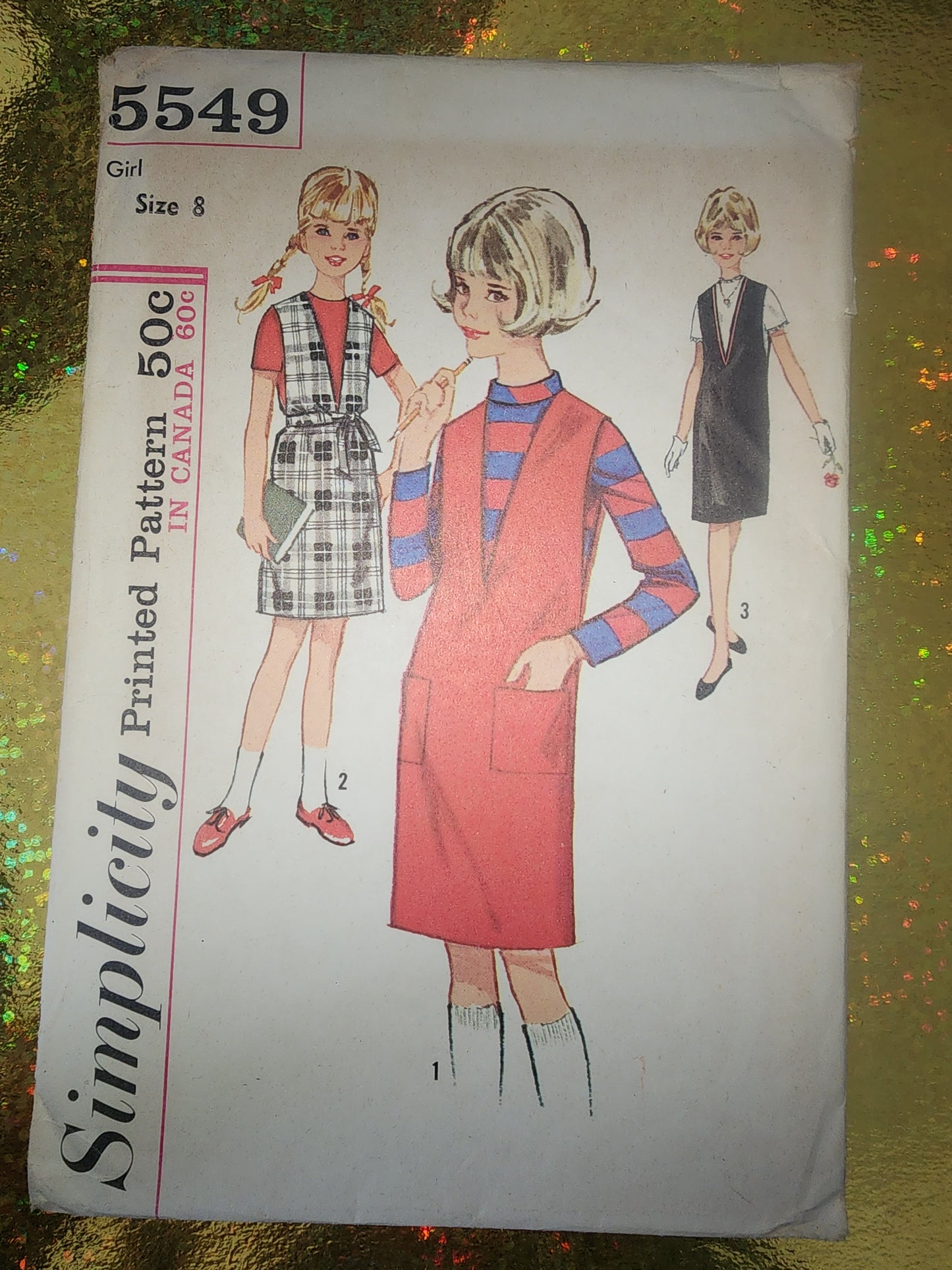 1964 Vintage SIMPLICITY Sewing Pattern 5549 Girl's Jumper Blouse Size 8 uncut