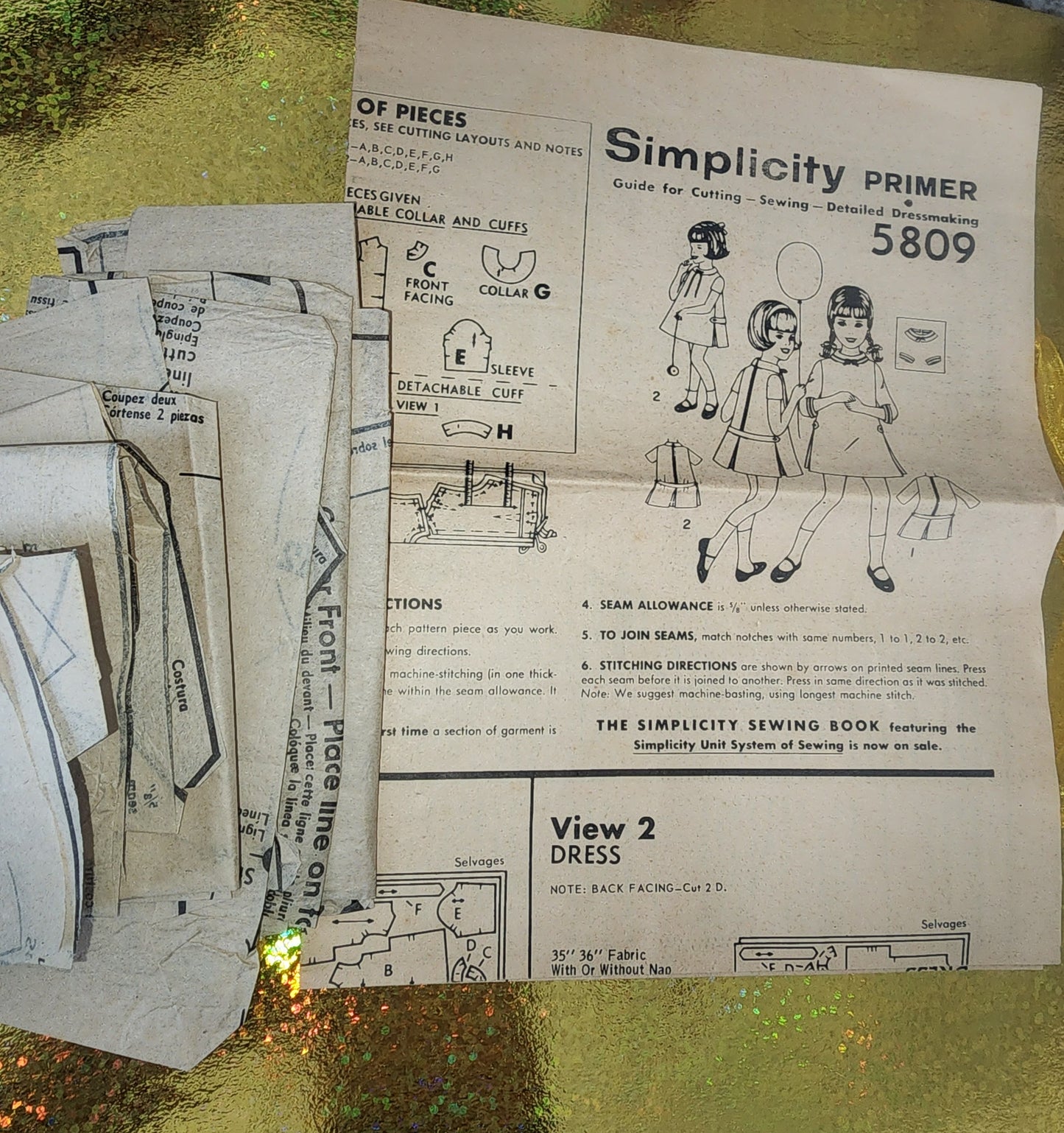 Vintage Simplicity 5809 child size 3 dress cut pattern