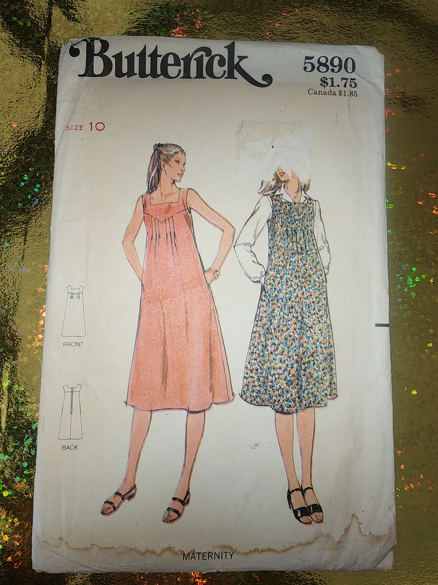 1979  BUTTERICK #5890 - LADIES MATERNITY JUMPER PATTERN 10 uncut