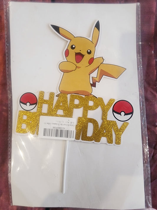 Pokémon Happy Birthday Cake Topper with Pikachu