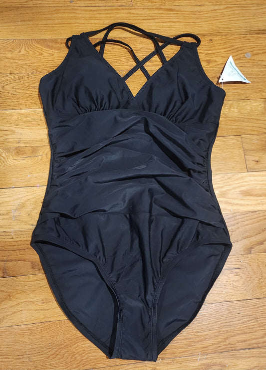 Slimming Black One-Piece Swimsuit (L/10) -  Brand new, never worn.