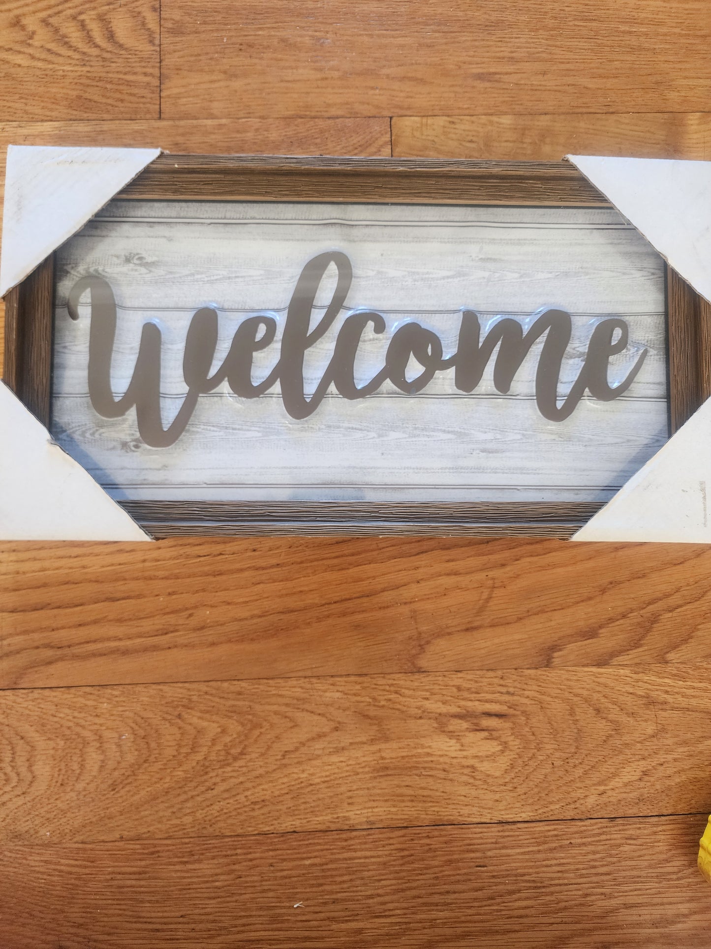 Welcome Sign Modern Farmhouse Gray/Brown Embossed Home Wall Art 15.25" x 8.25"