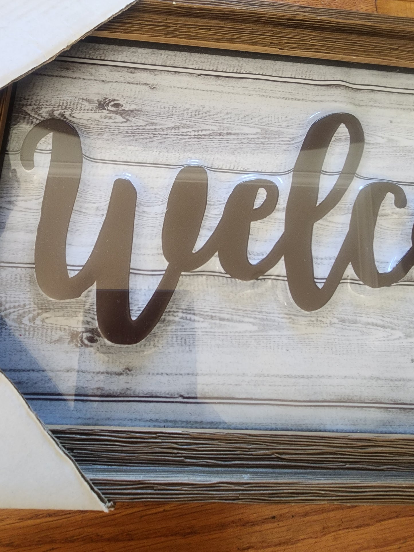 Welcome Sign Modern Farmhouse Gray/Brown Embossed Home Wall Art 15.25" x 8.25"