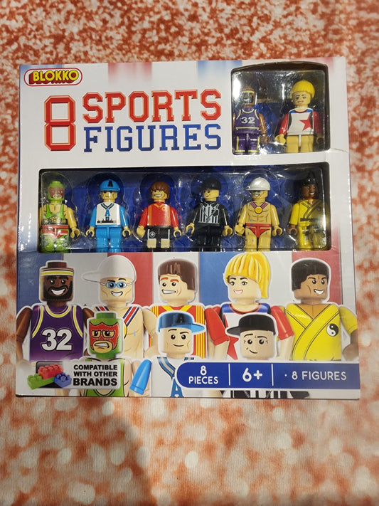 Blokko 8 Piece Sports Figures Stacking Blocks Compatible with Lego