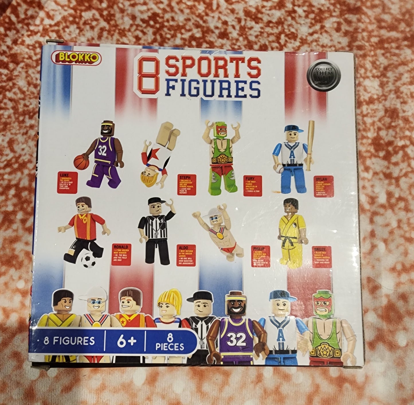 Blokko 8 Piece Sports Figures Stacking Blocks Compatible with Lego