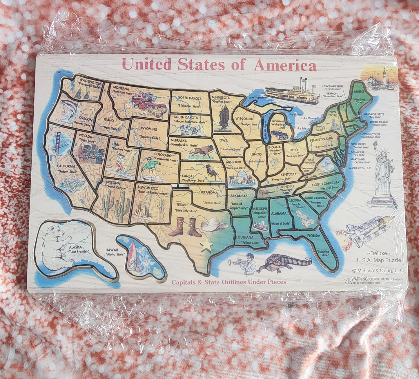 Melissa & Doug All WOOD UNITED STATES Puzzle with Capitals