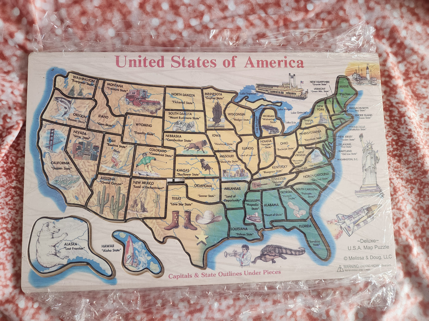 Melissa & Doug All WOOD UNITED STATES Puzzle with Capitals