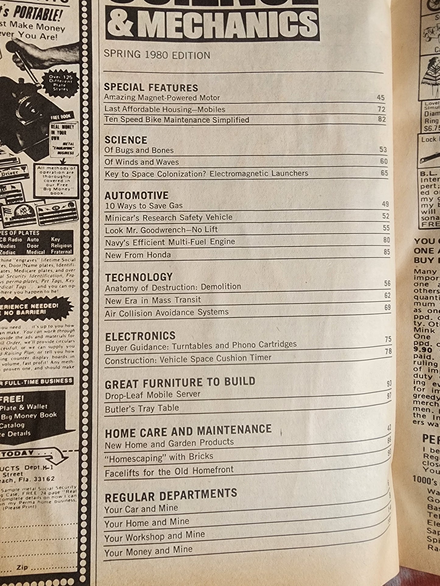 Science & Mechanics  Spring 1980 Motor Powered only by permanent Magnets