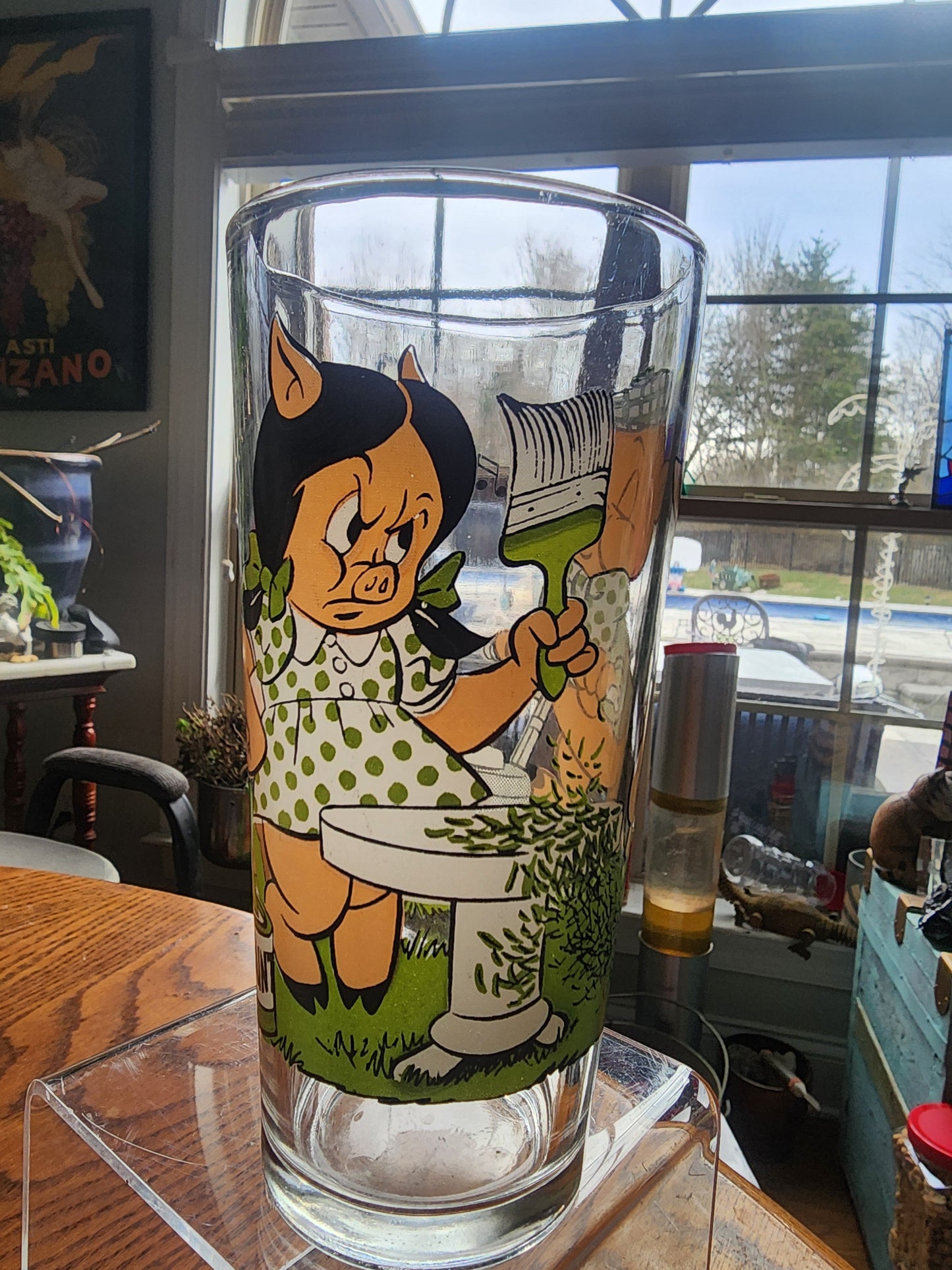 1976 Pepsi Looney Tunes Porky Pig & Petunia Pig Novelty Glass