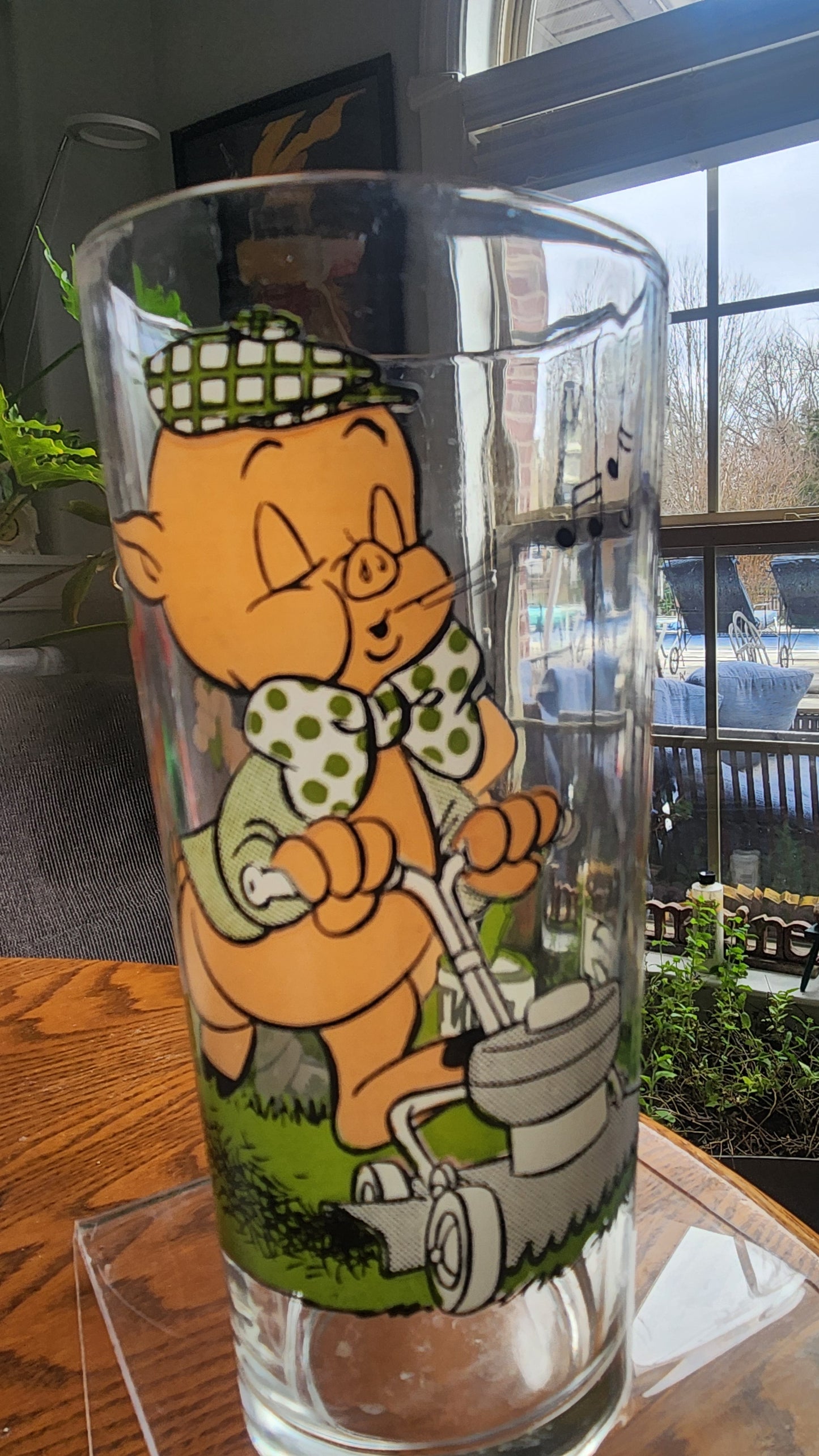 1976 Pepsi Looney Tunes Porky Pig & Petunia Pig Novelty Glass